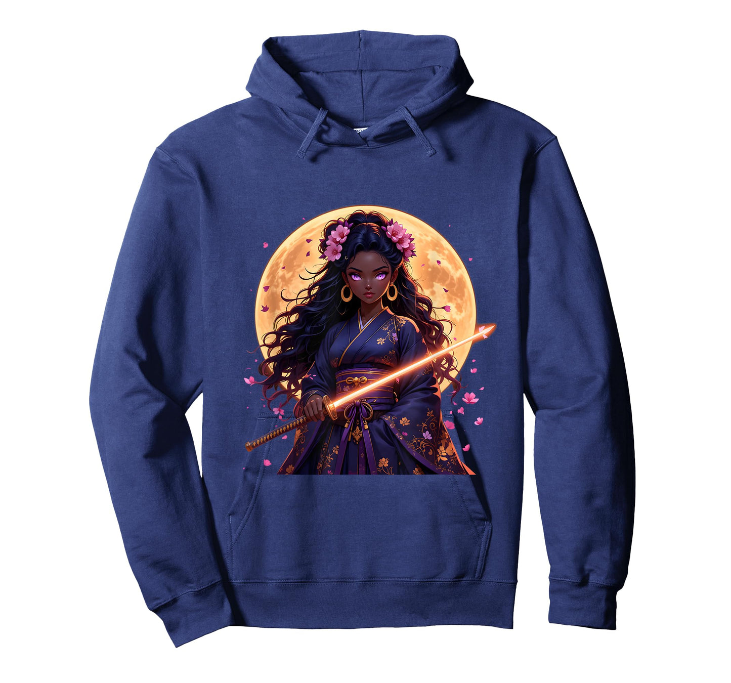 Black Woman Japanese Anime Samurai Girl Black Cat Women T-Shirt