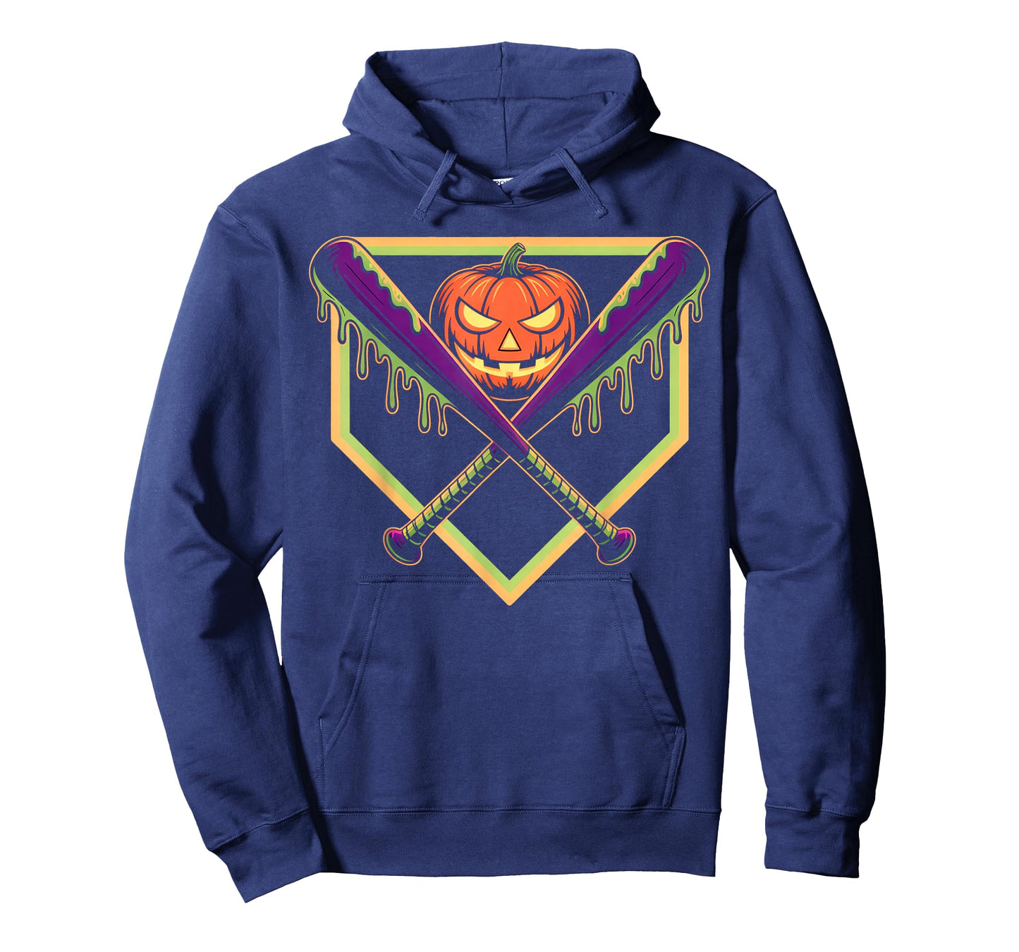 Halloween Pumpkin Baseball Crossed Bats Dripping Horror T-Shirt