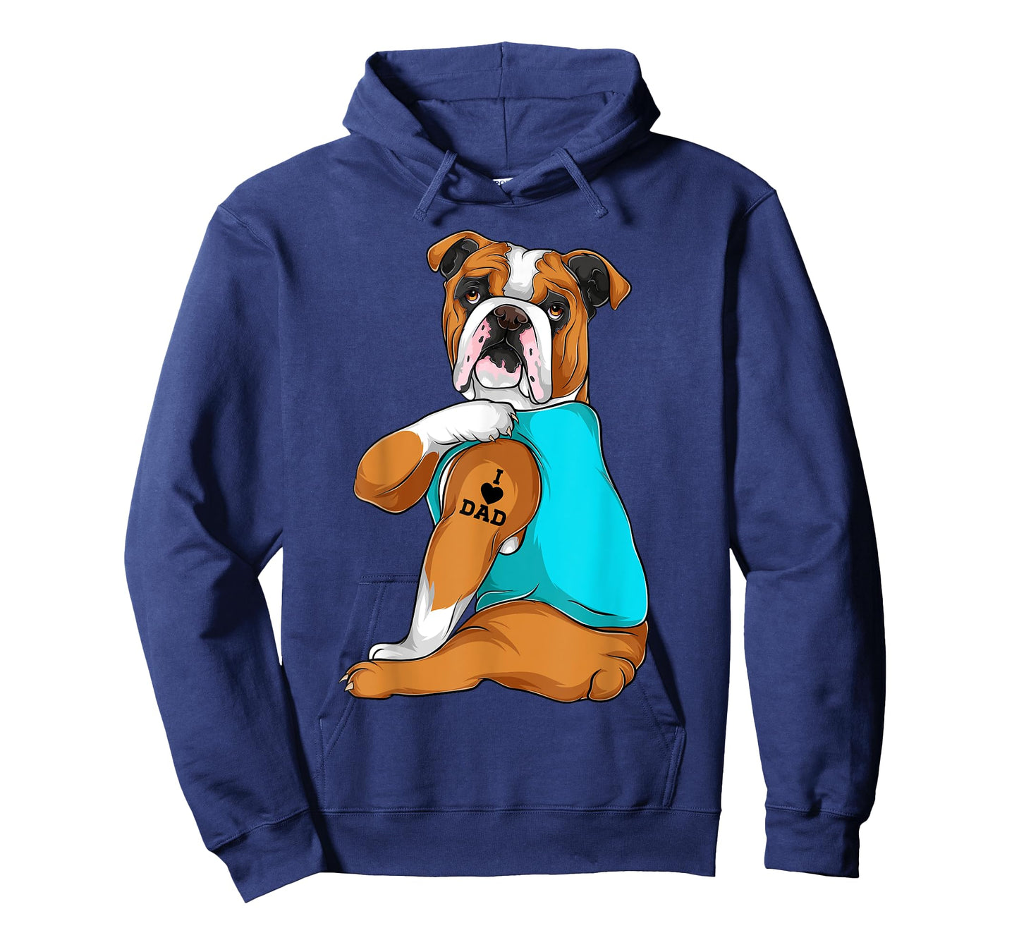 English Bulldog I Love Dad Tattoo Apparel, Dog Dad Gifts Men Women T-Shirt
