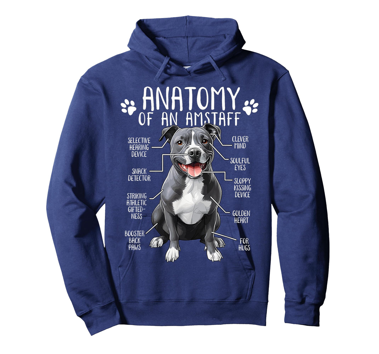 Funny American Staffordshire Terrier Clothing Amstaff Dog Anatomy T-Shirt - Unisex Adults Kids, Black, Small, Short Sleeve