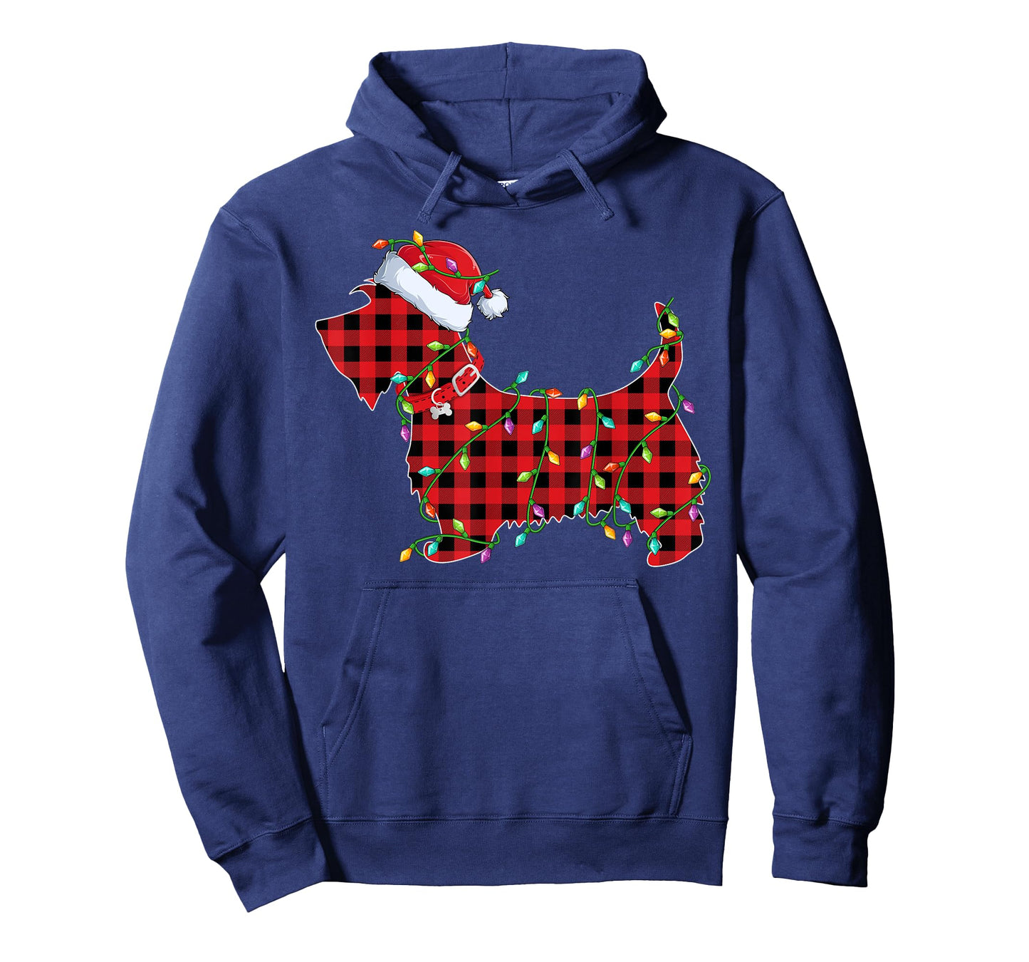 Xmas Lighting Matching Buffalo Plaid Scottie Dog Christmas T-Shirt