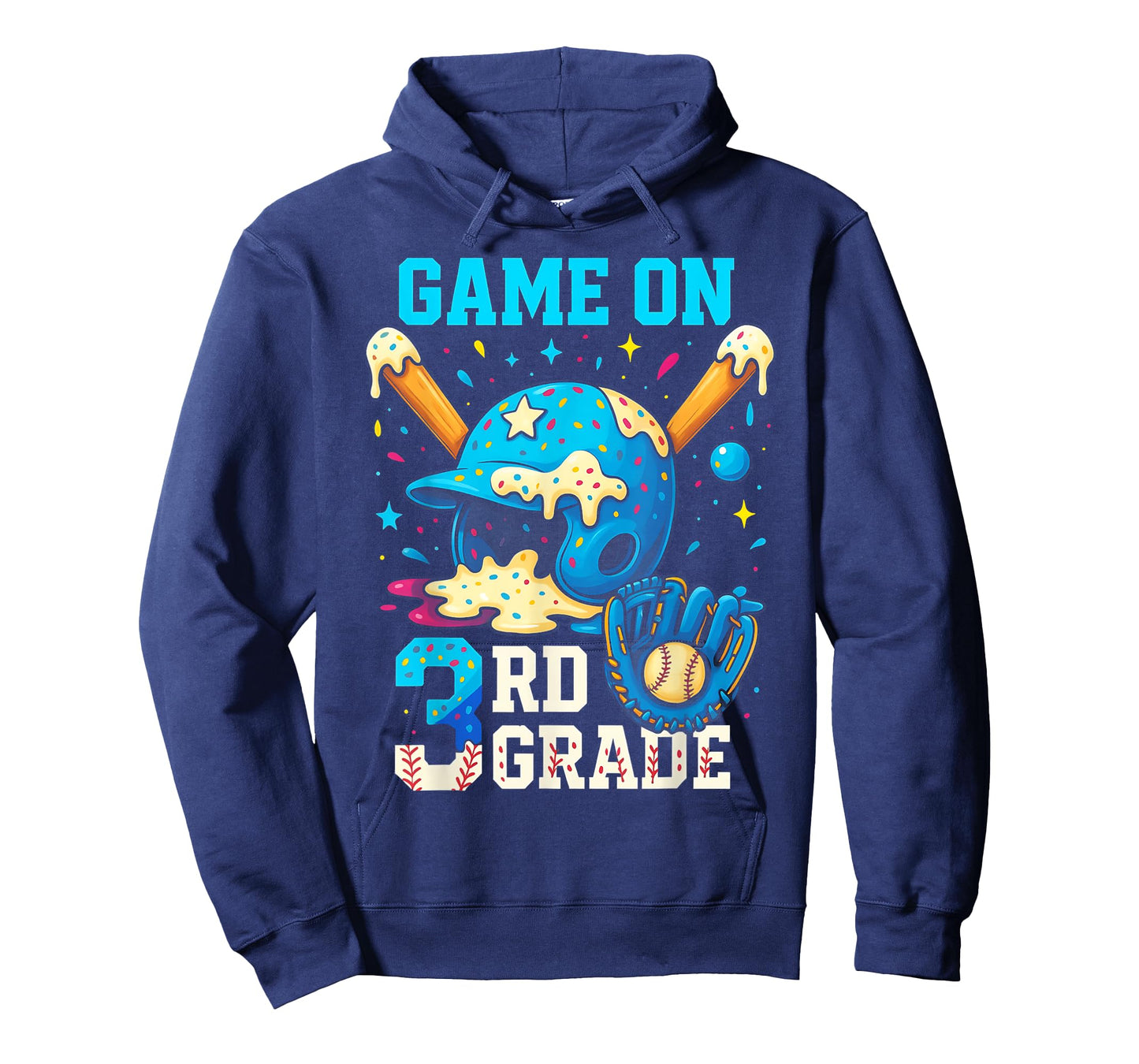 3rd Grade Back To School Baseball Drip Ice Cream Game On T-Shirt