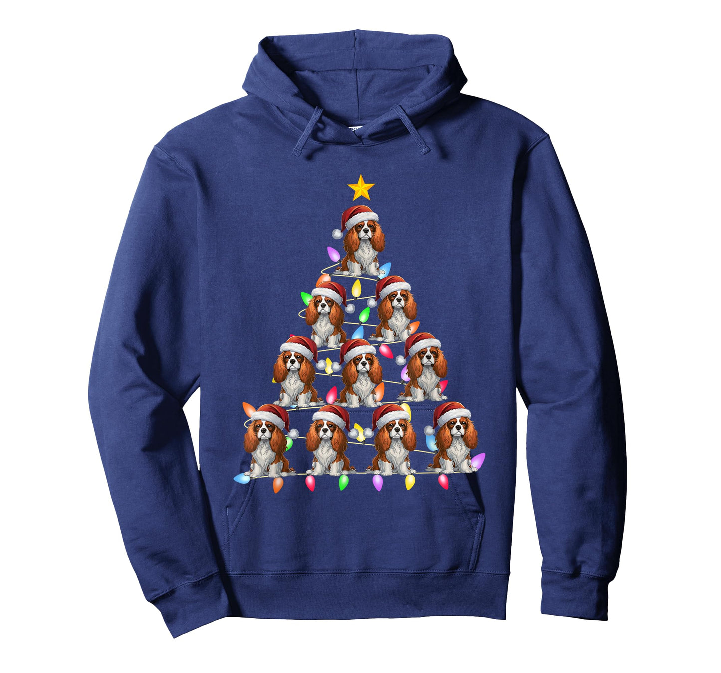 Christmas Tree Light Santa Cavalier King Charles Spaniel Dog Men Women Kids T-Shirt