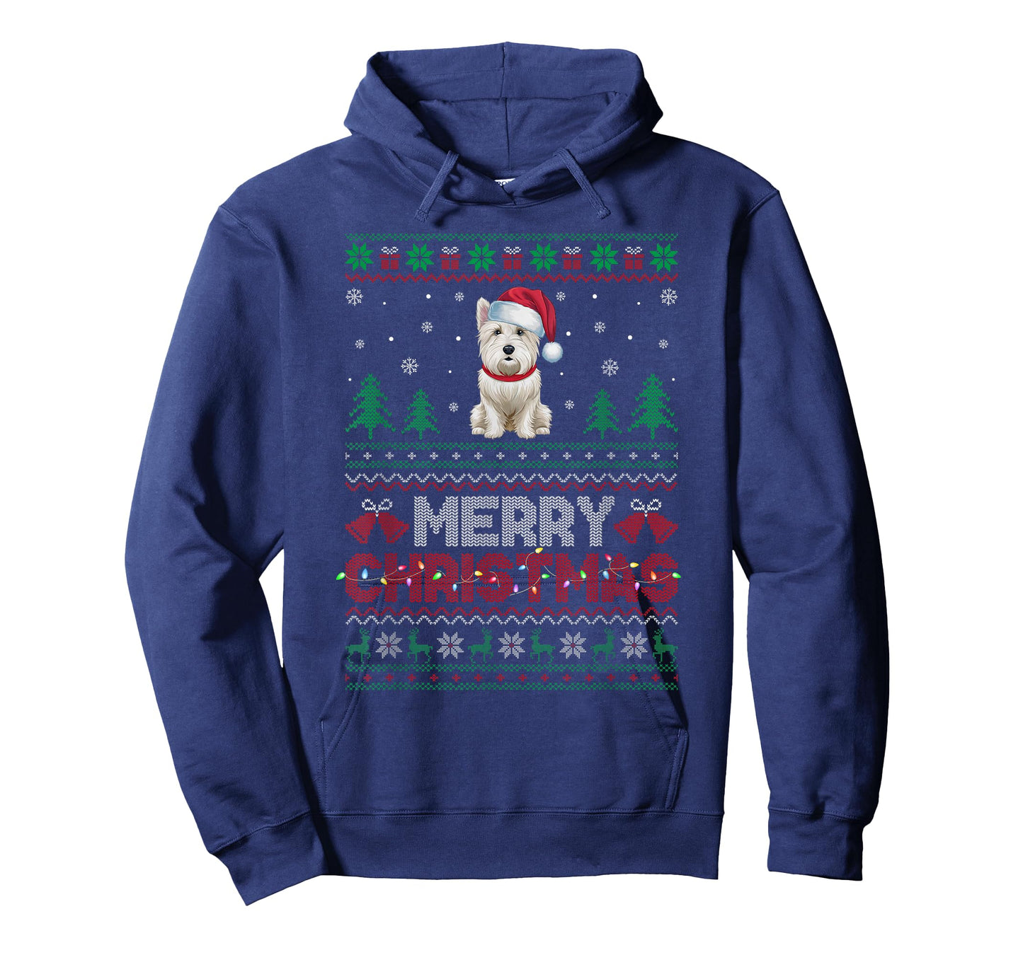 Westie Dog Lovers Santa Hat Christmas Tree Lights Men Women Kids T-Shirt