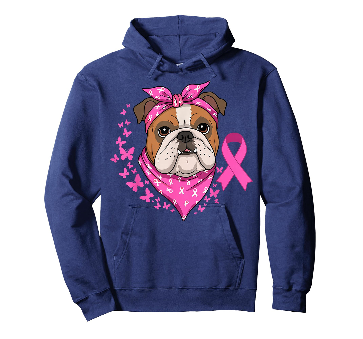 English Bulldog Breast Cancer Ribbon Dog Awareness Month T-Shirt