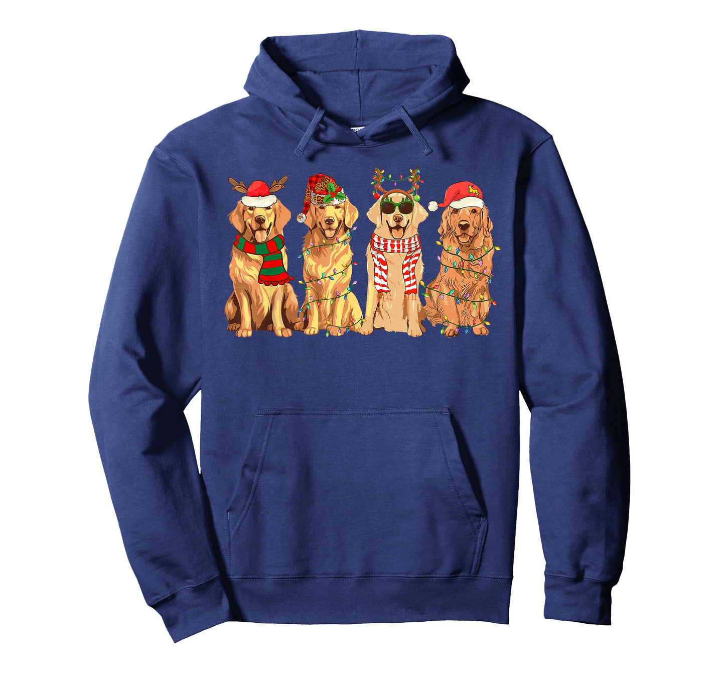Funny Dogs Golden Retriever Christmas Xmas Lights Dog Lover Men Women Kids T-Shirt
