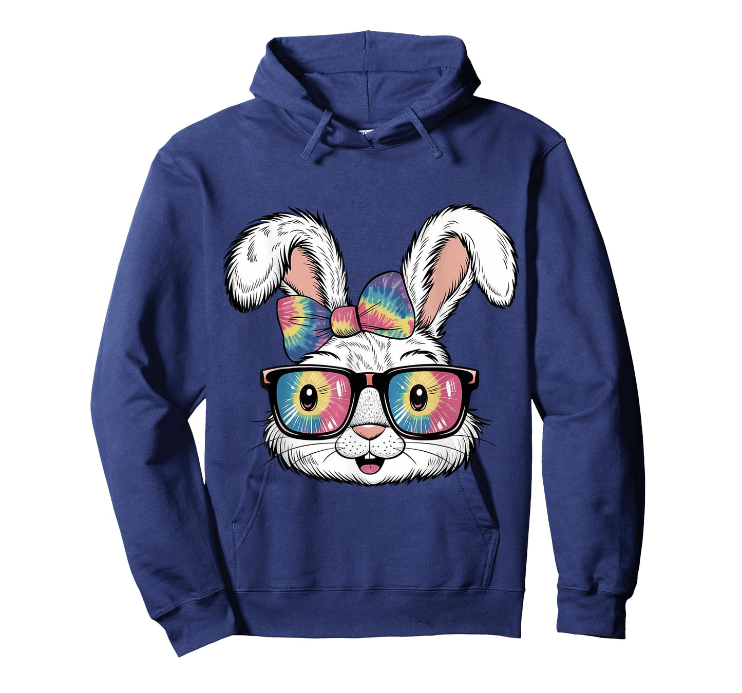 Cute Bunny Rabbit Face Tie Dye Glasses Girl Happy Easter Day T-Shirt