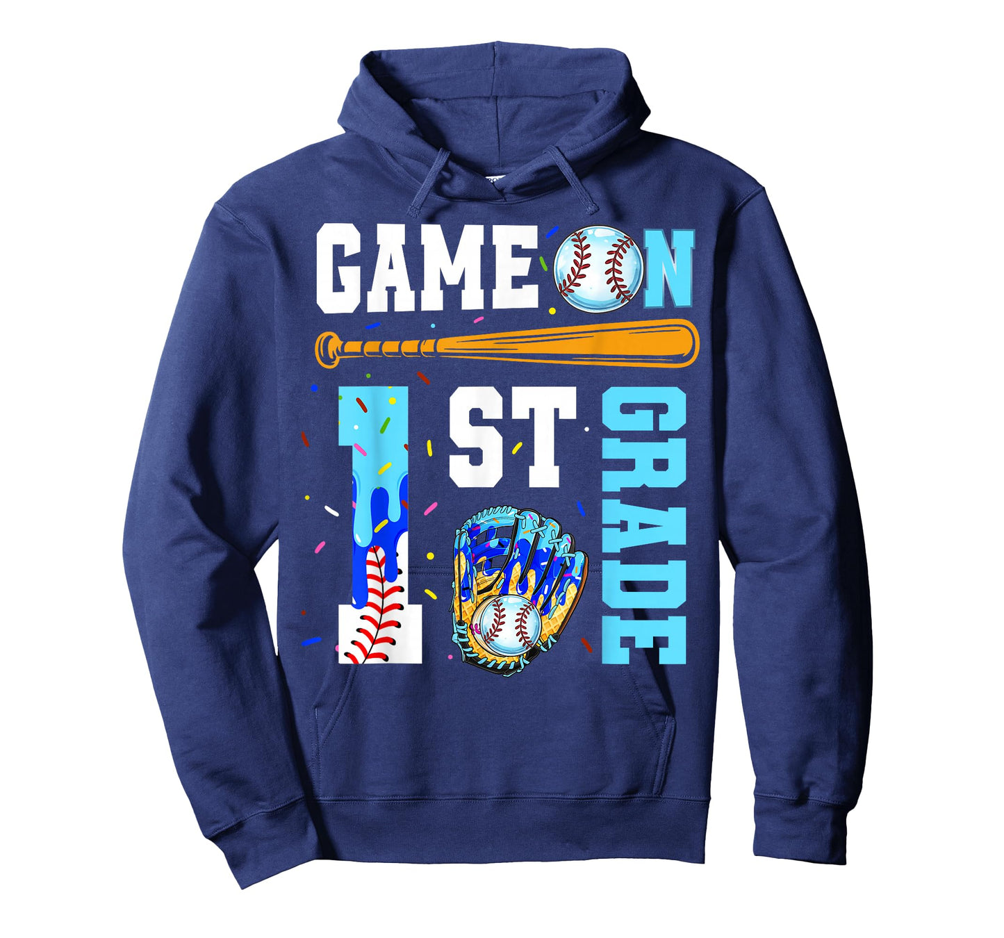 1st Grade Back To School Baseball Drip Ice Cream Game On T-Shirt