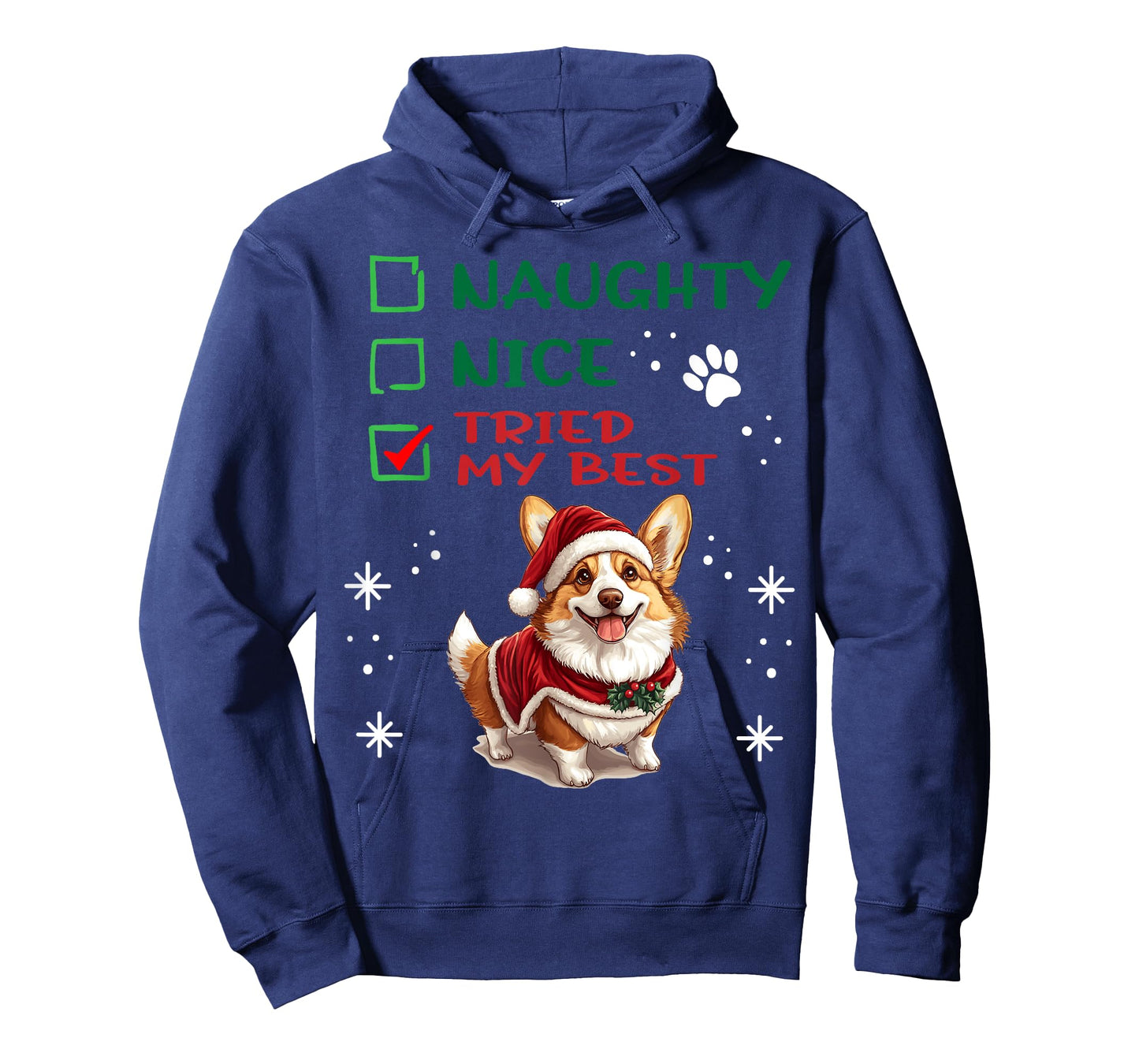 Cute Pembroke Welsh Corgi Dog Christmas Naughty Nice Tried T-Shirt