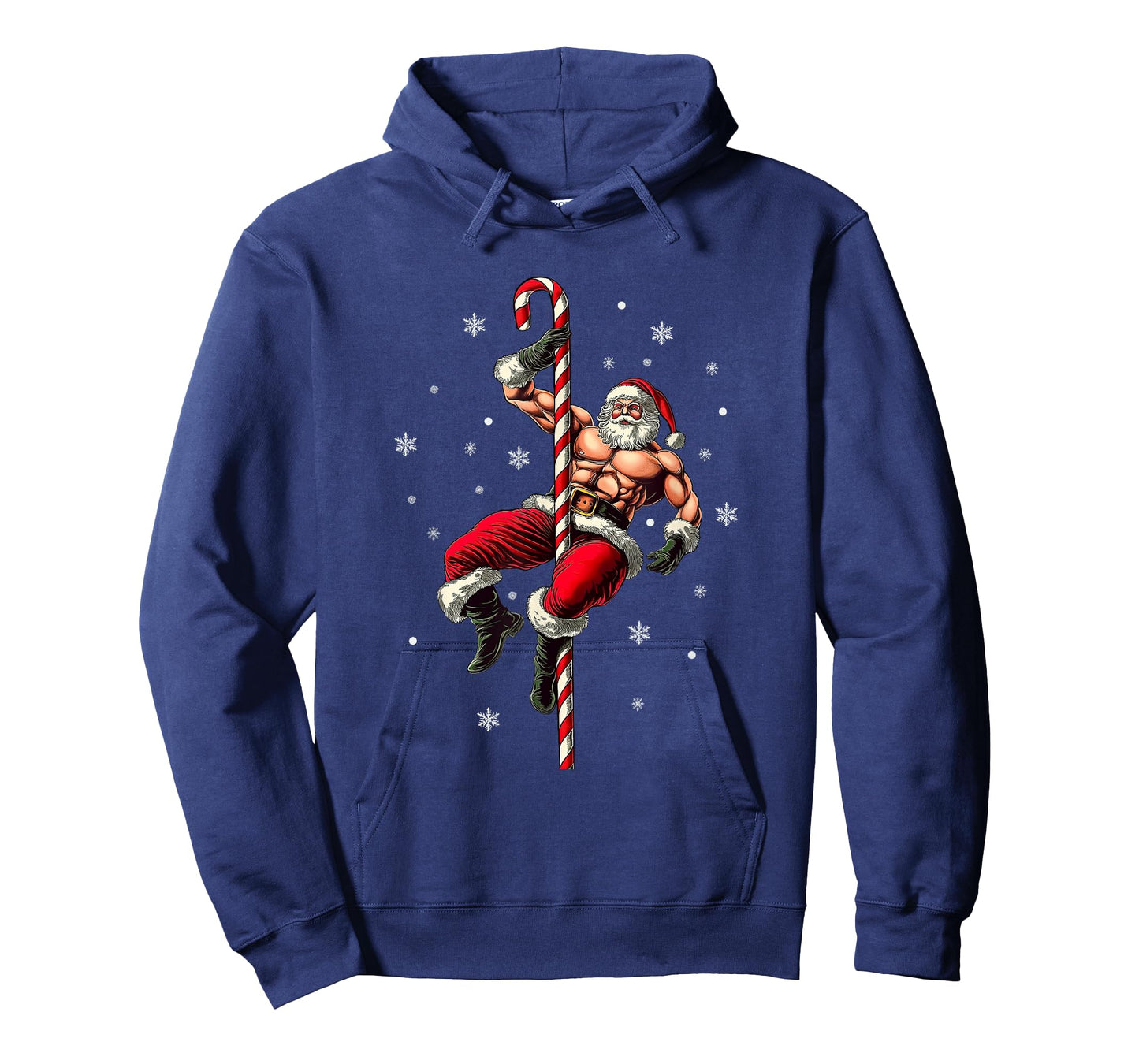 Full Muscle Santa Claus with Candy Cane Stripper Pole T-Shirt