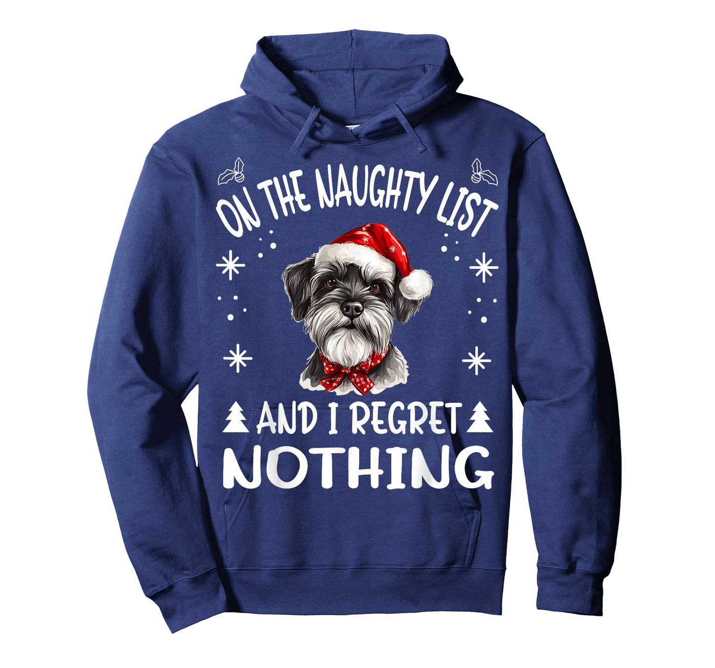 Cute Miniature Schnauzer Dog Christmas On The Naughty List T-Shirt