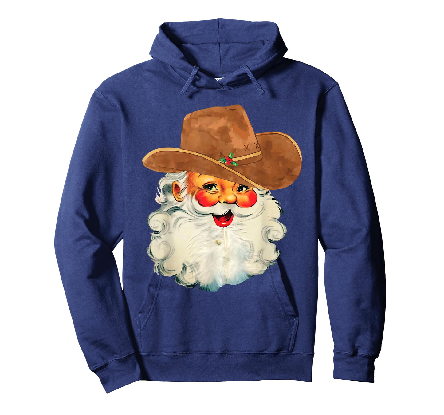 Retro Vintage Cowboy Santa Claus Face Rodeo Western Xmas T-Shirt