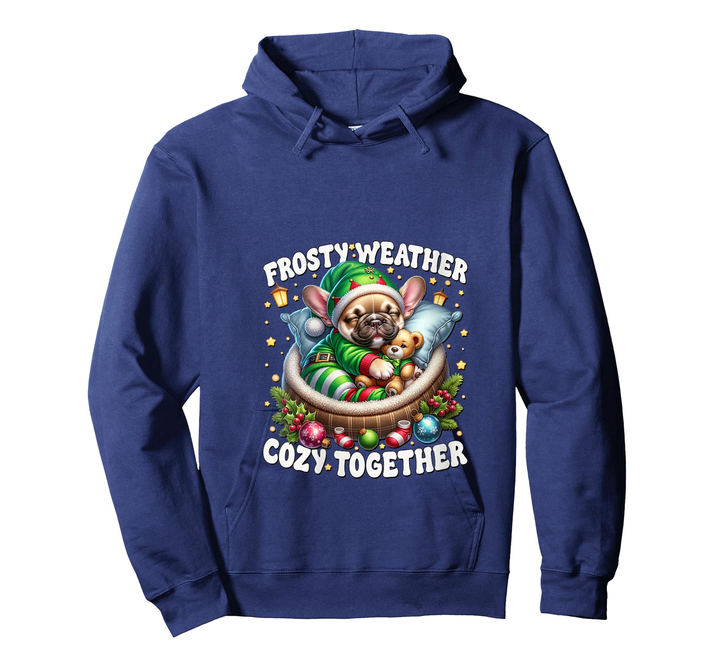 Womens Christmas Frenchie Cute Winter Sayings for Sweater Weather V-Neck T-Shirt