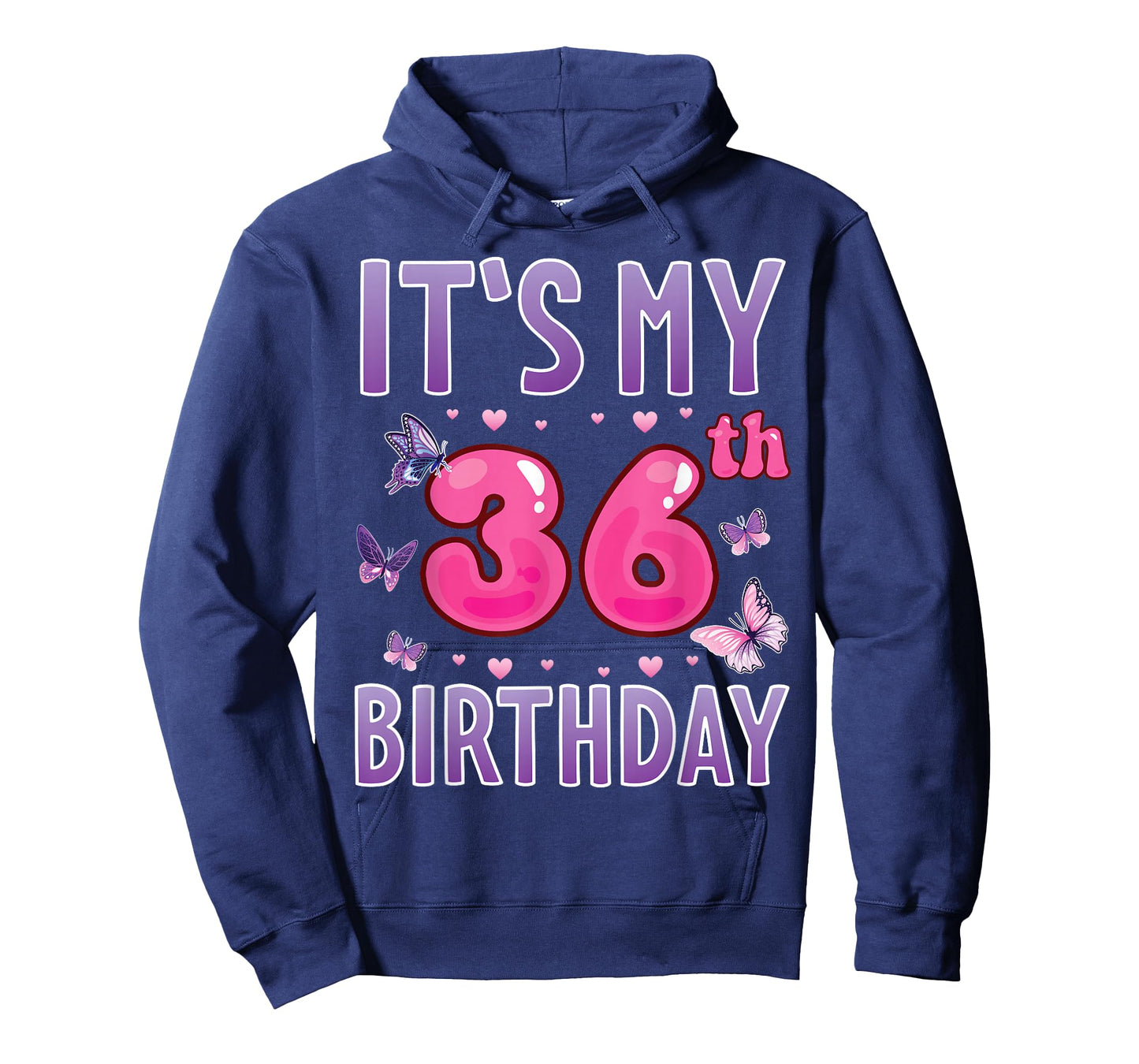 Butterflies Hearts Happy 36 Years Old It's My 36th Birthday T-Shirt
