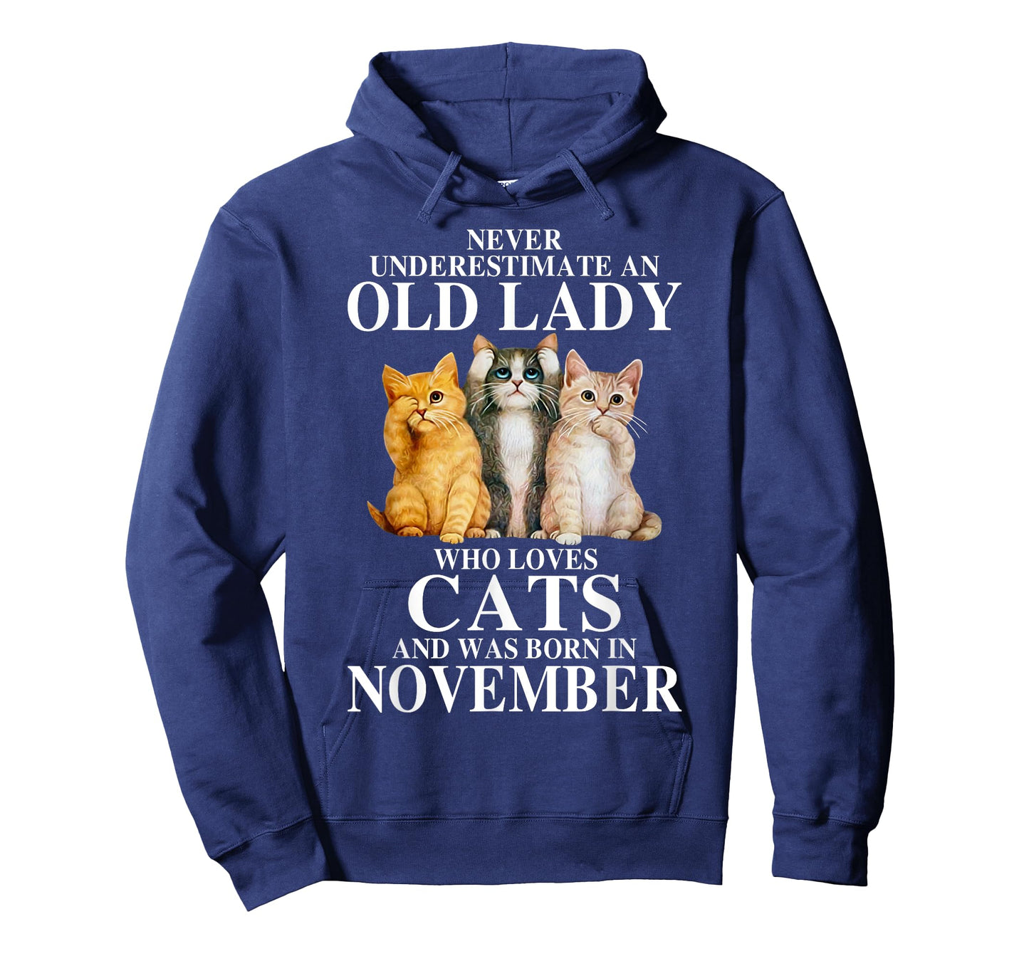 Never underestimate an old lady who loves cats born NOVEMBER T-Shirt