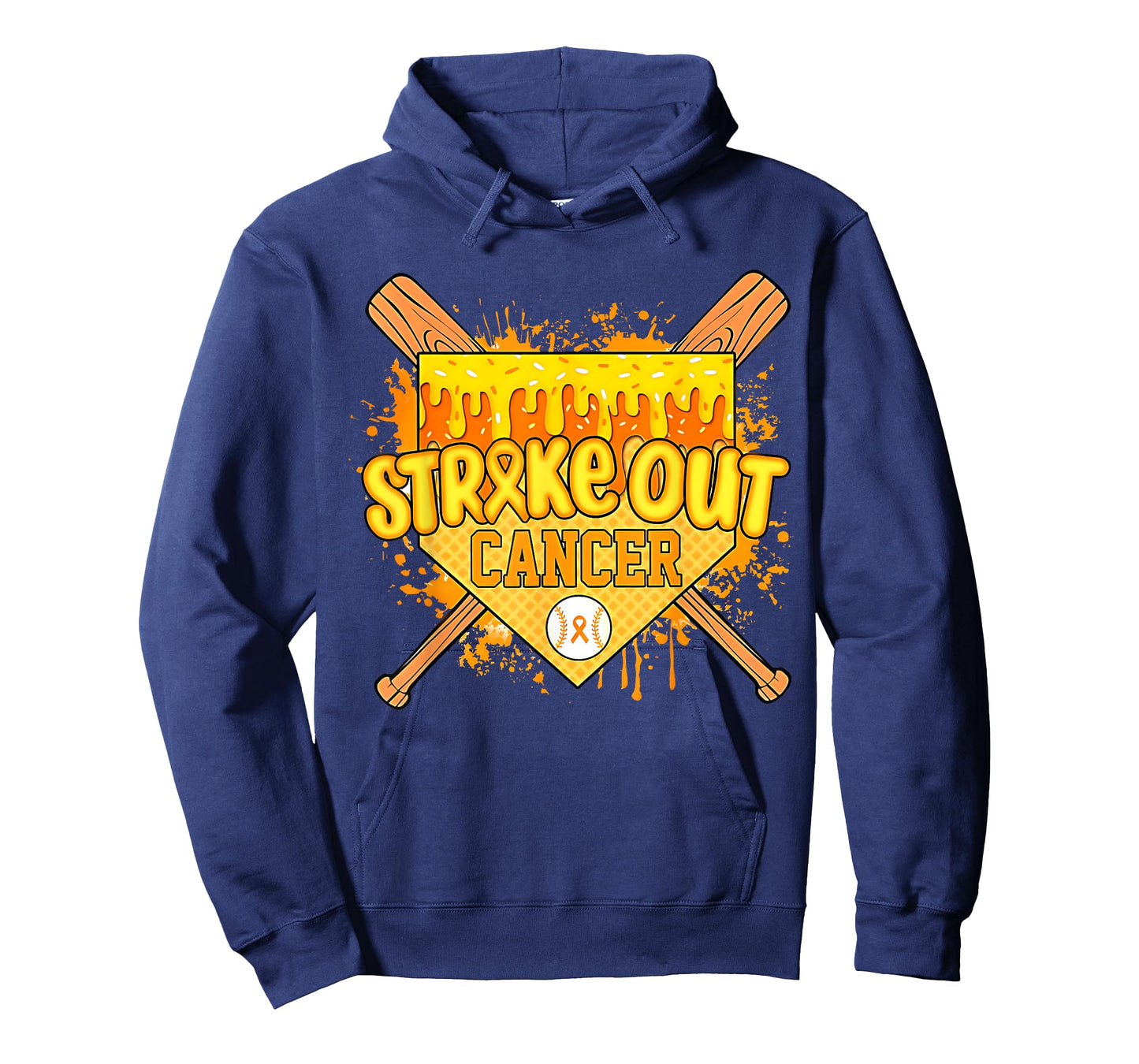 Home Plate Ice Cream Drip Childhood Cancer Baseball Gold T-Shirt