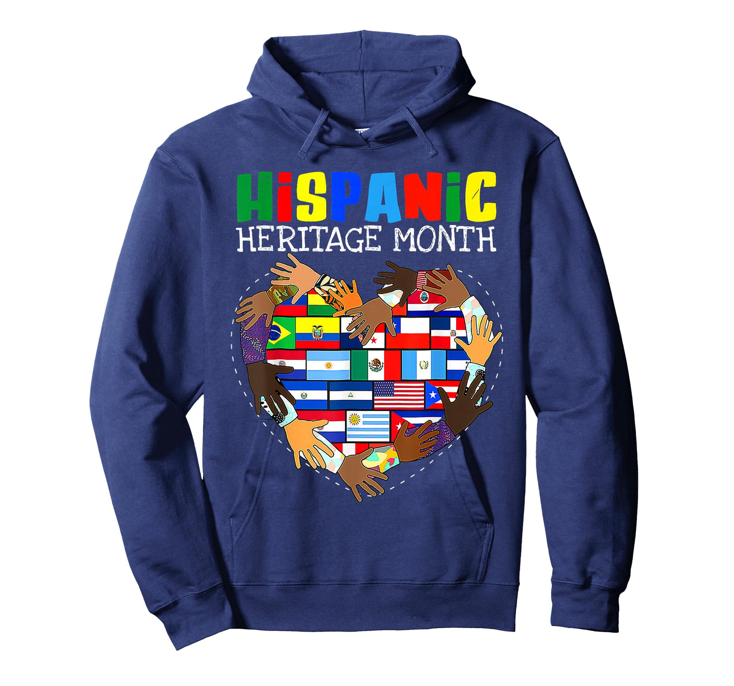 Hispanic Heritage Month All Countries Flag Heart Hands Pride T-Shirt