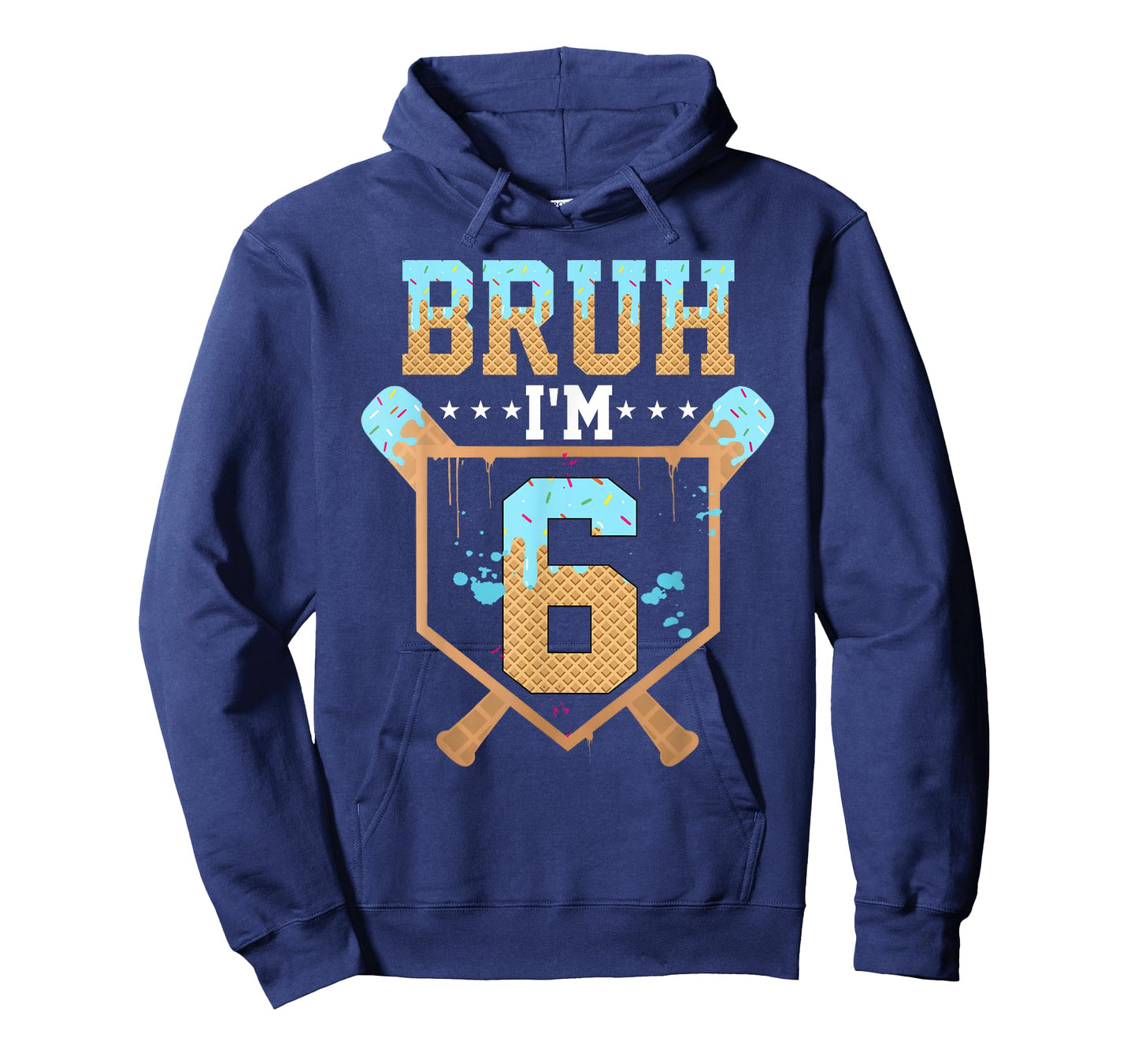 Bruh 6th Birthday Boy Baseball Ice Cream Drip 6 Year Old Boy T-Shirt