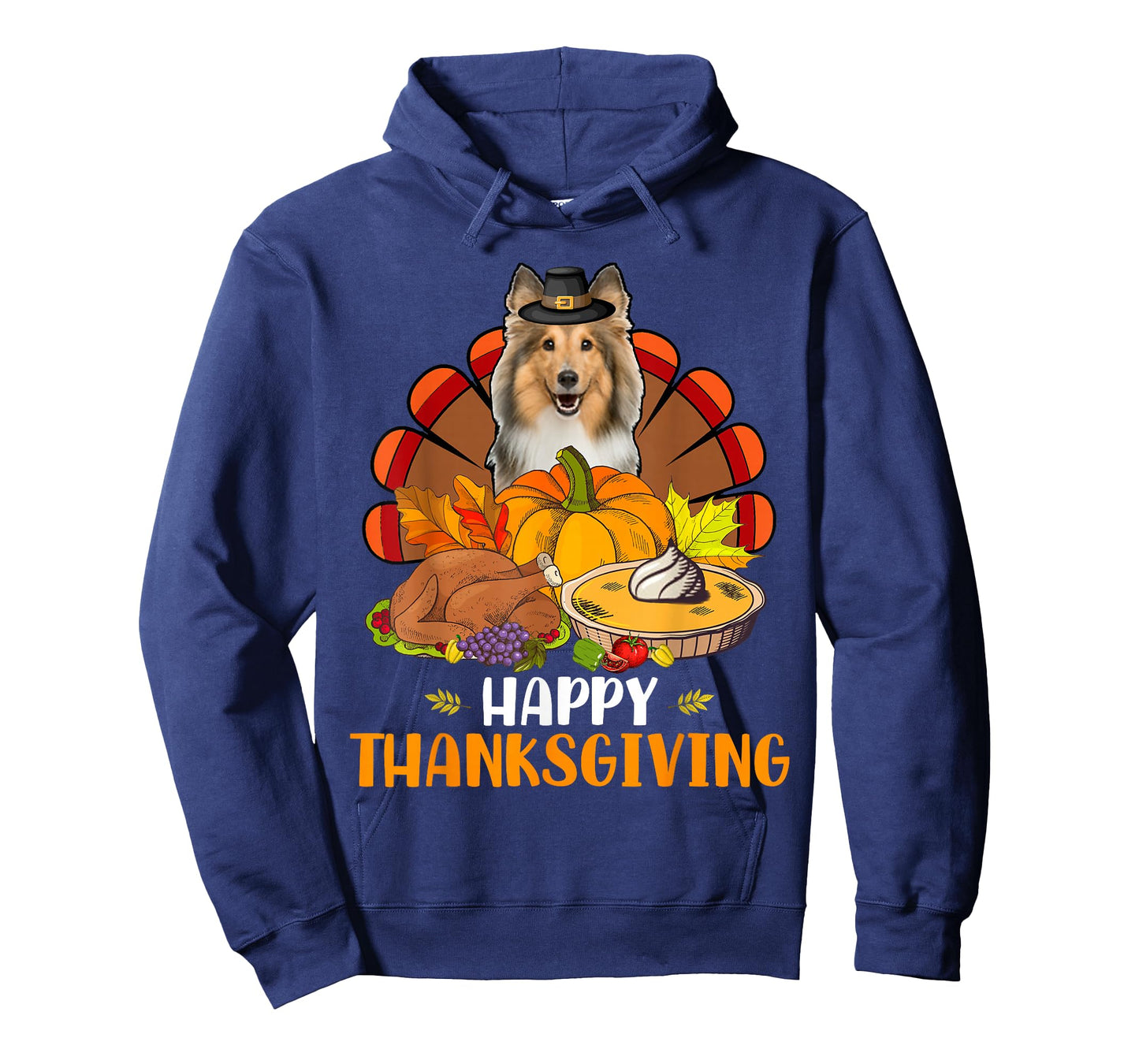 Thanksgiving Turkey Sheltie Dog Eating Dinner Family Lover T-Shirt