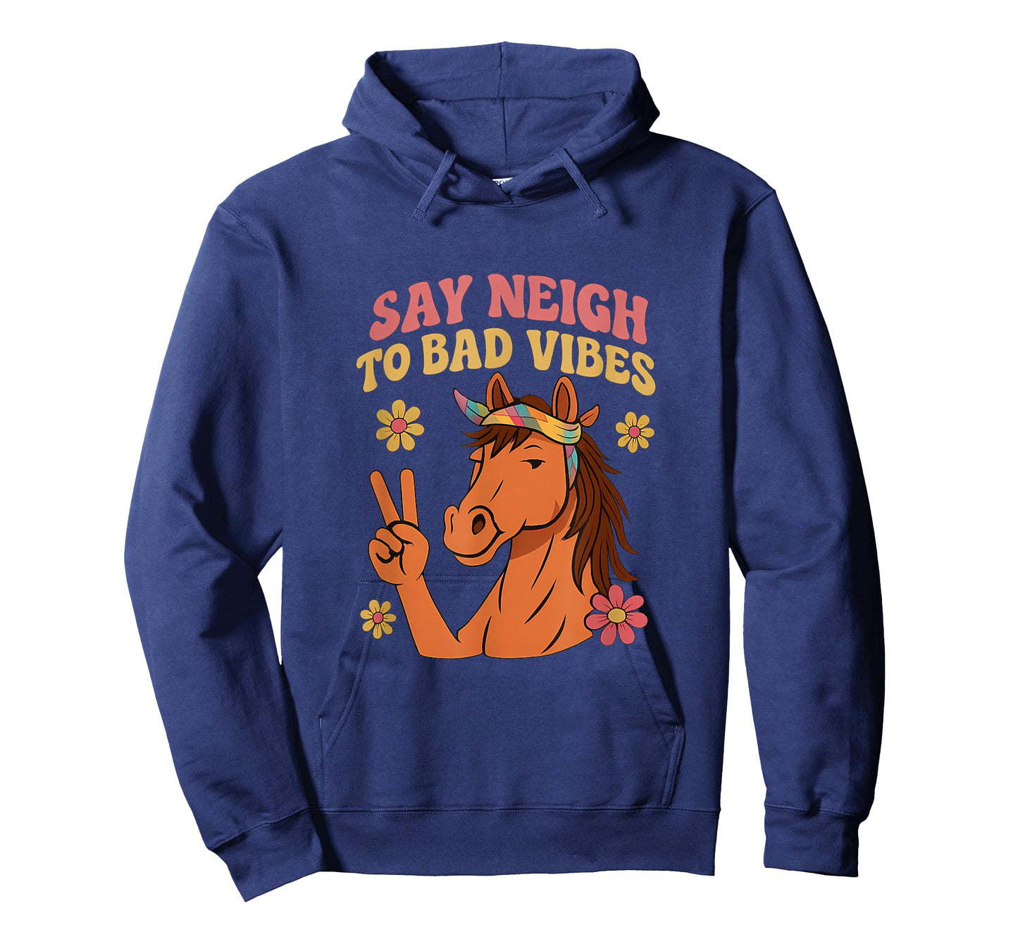 Say Neigh To Bad Vibes Retro Horse Peace Sign T-Shirt