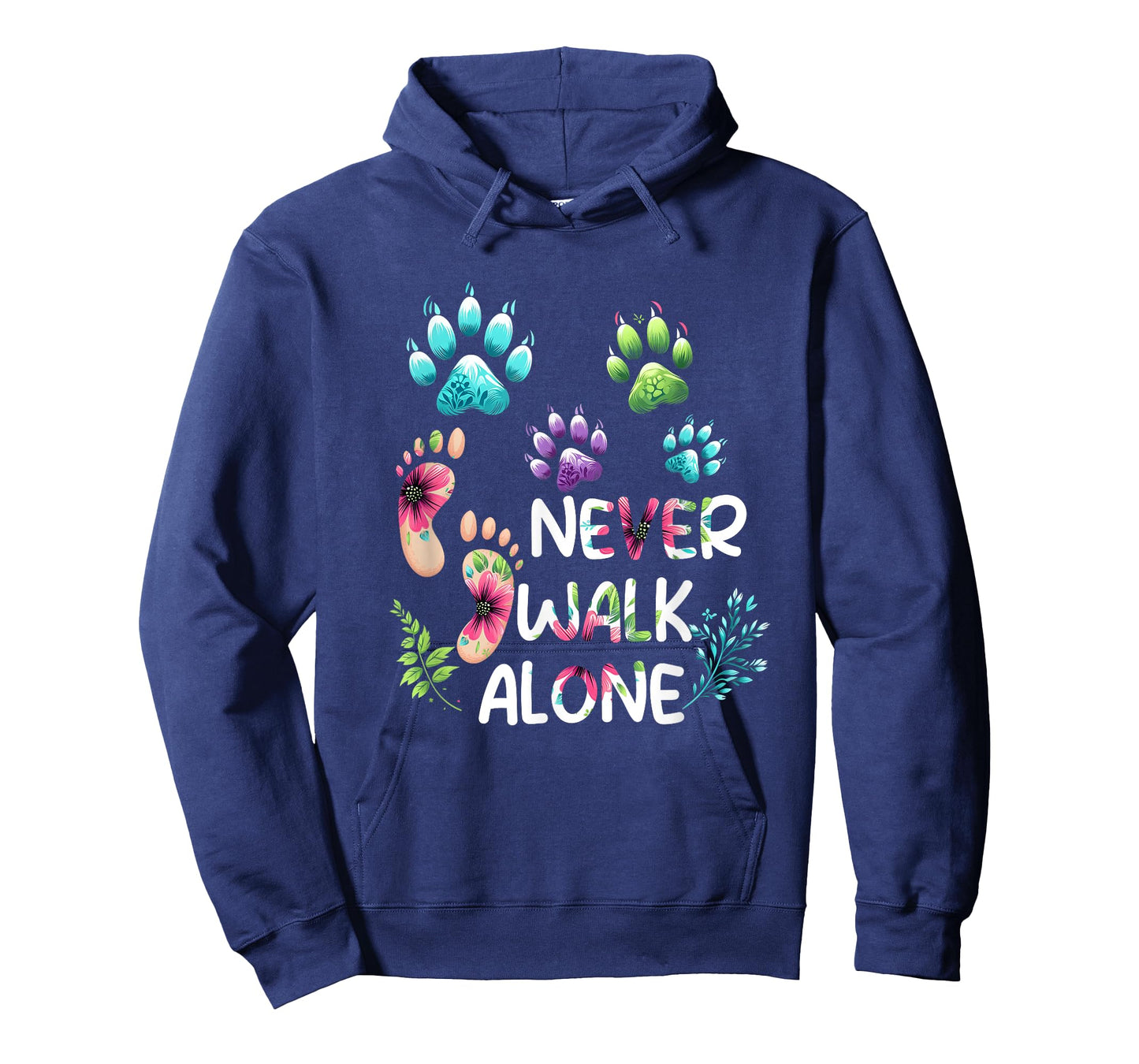 Dog Lover Never Walk a Alone Paw Dog Cat Flower Friends T-Shirt