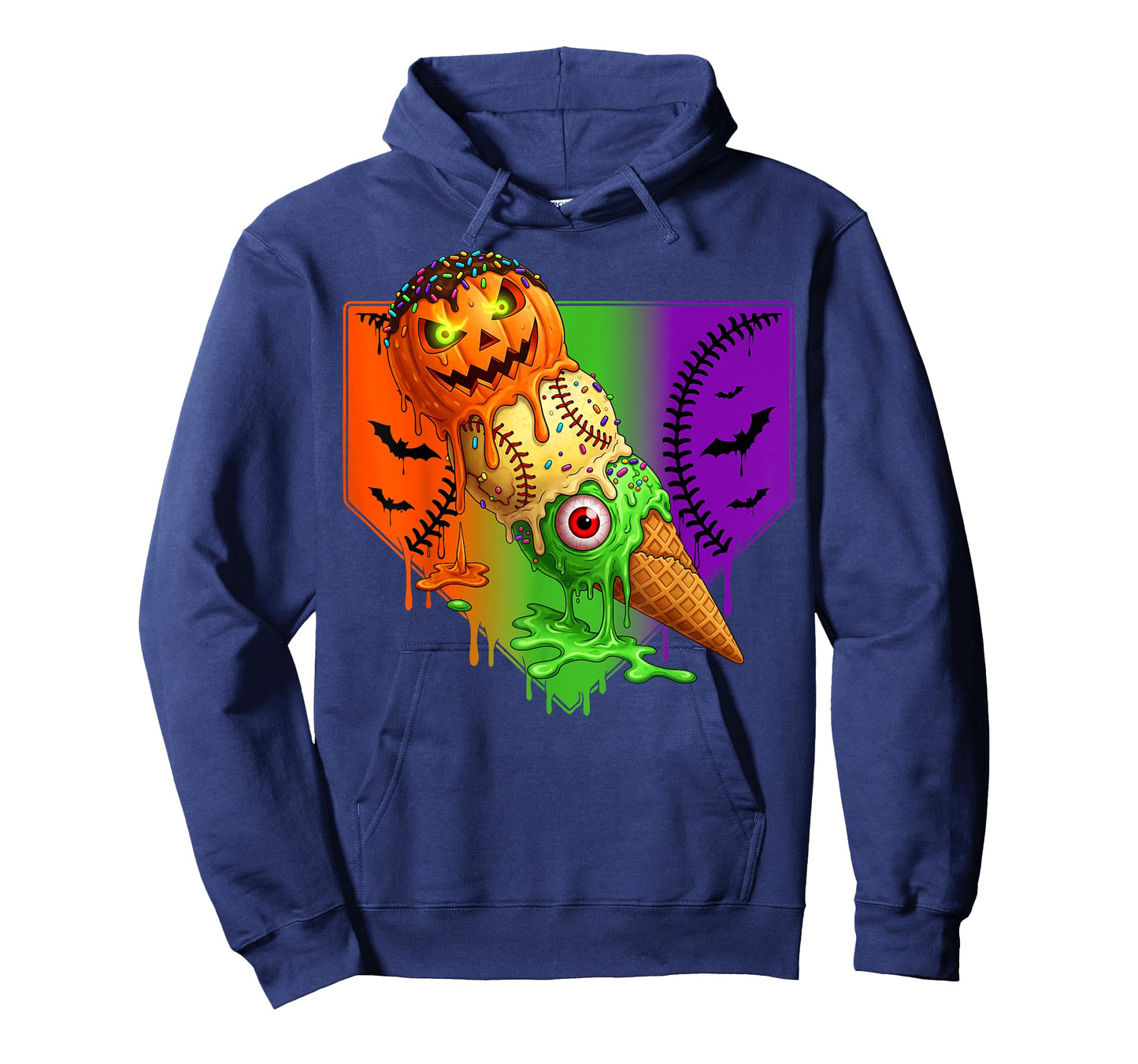 Baseball Ice Cream Cone Drip Home Plate Dripping Halloween T-Shirt