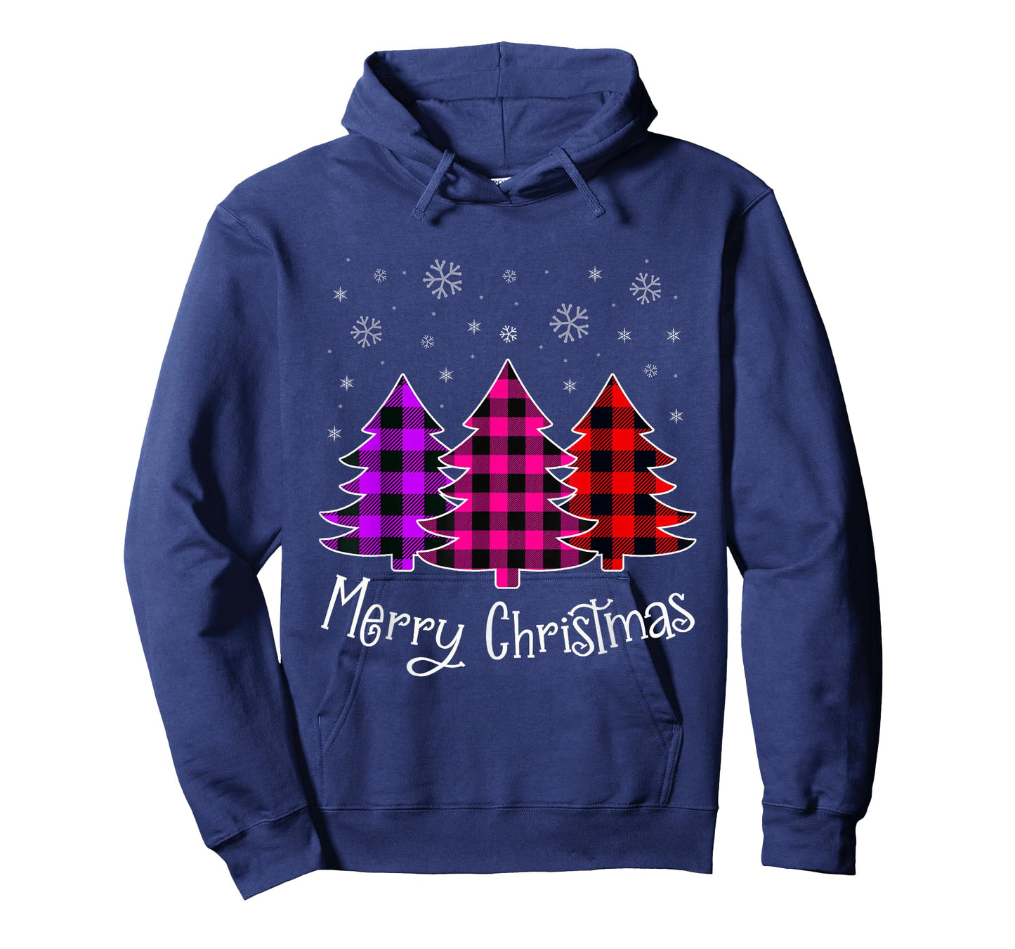 Merry Christmas Tree With Buffalo Pink Plaid Women Girl Teen T-Shirt