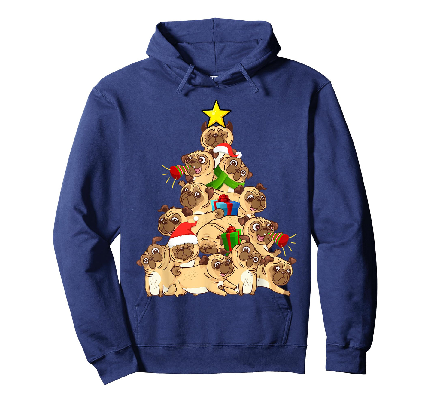 Pug Dogs Tree Christmas Sweater Xmas Pet Animal Dog Gifts T-Shirt for Men Women Kids