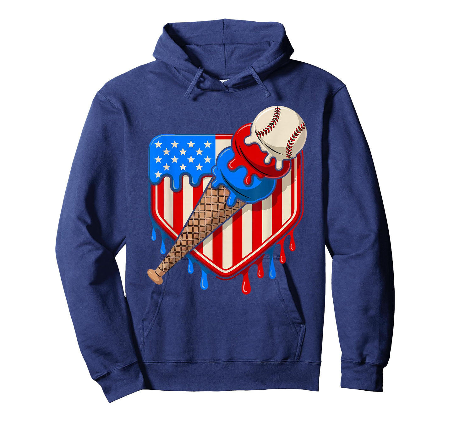 Baseball Drip 4th of July USA Flag Ice Cream Drip Baseball T-Shirt