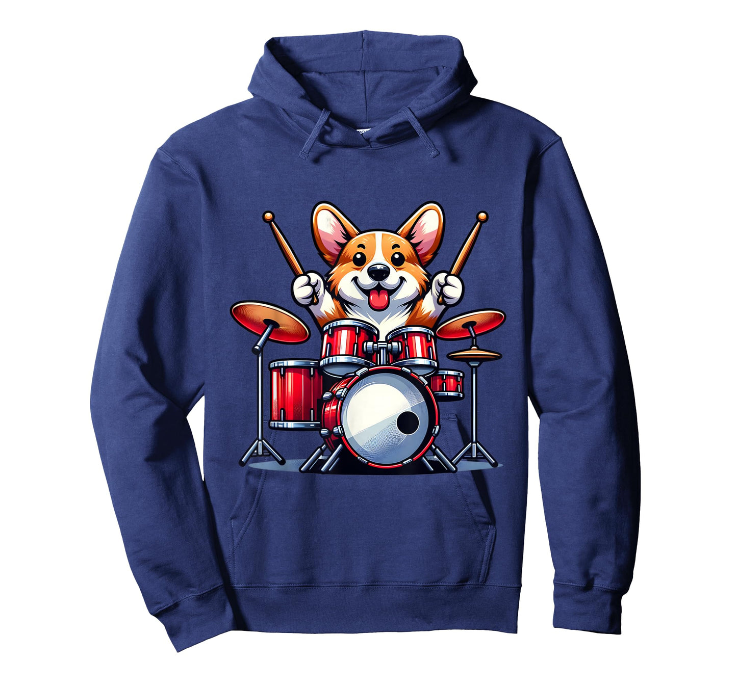 Cute Corgi Dog Playing Drums Drumset Graphic Funny Drummer T-Shirt