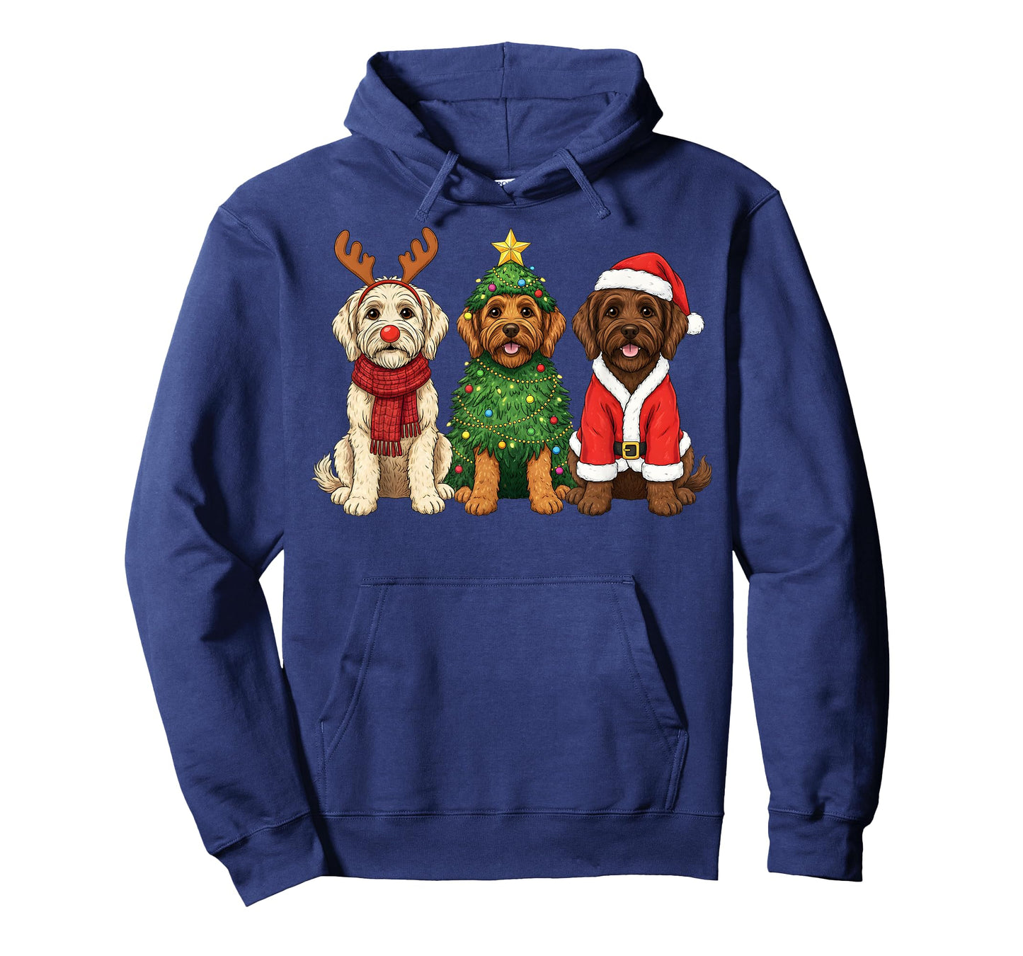 Retro Christmas Labradoodle Santa Reindeer Dog Lover T-Shirt