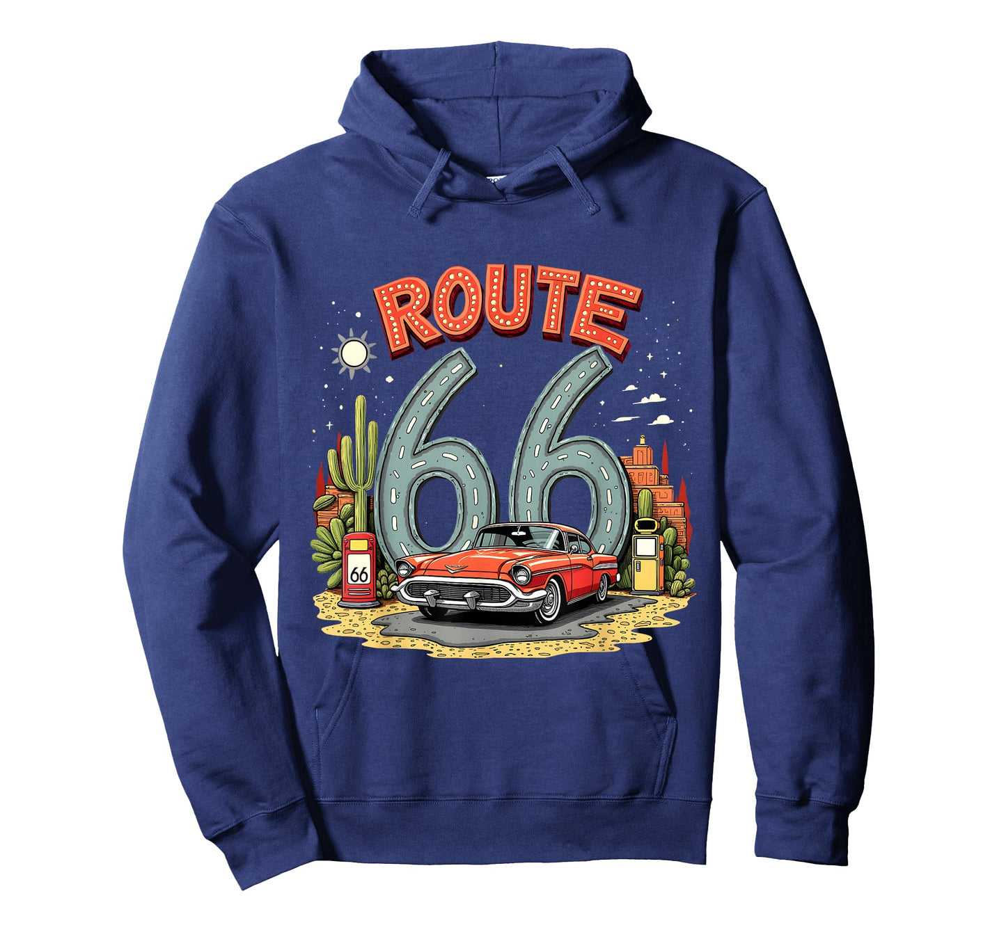 Desert Road Trip Route 66 Design with Classic Red Car T-Shirt