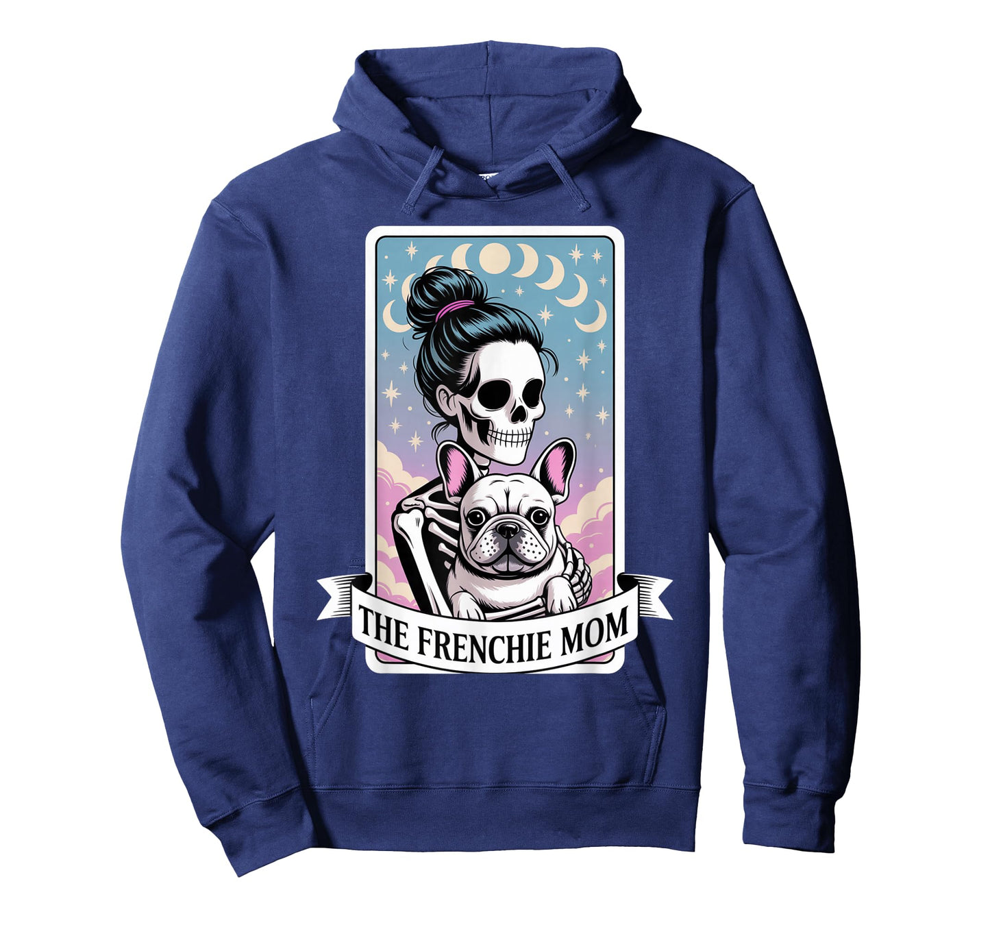 The Frenchie Mom Skeleton Hug Tarot Card Halloween Dog Lover T-Shirt