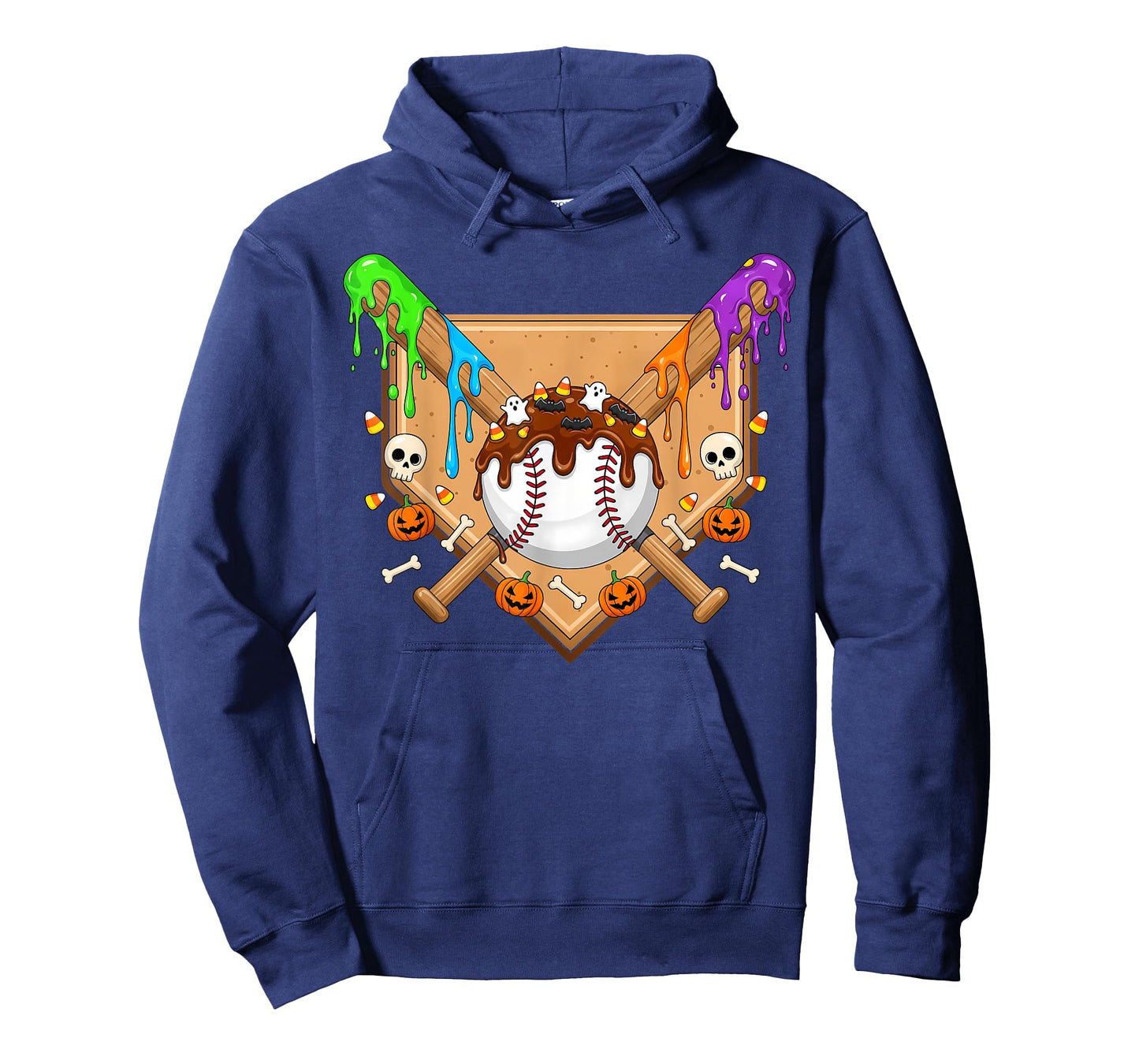 Spooky Baseball Ice Cream Drip Home Plate Dripping Halloween T-Shirt