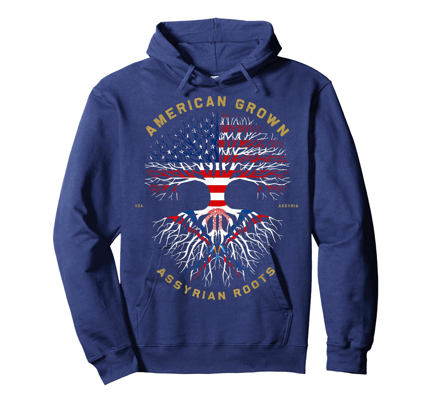 American Grown With Assyrian Roots Tree USA Flag Gifts Idea T-Shirt
