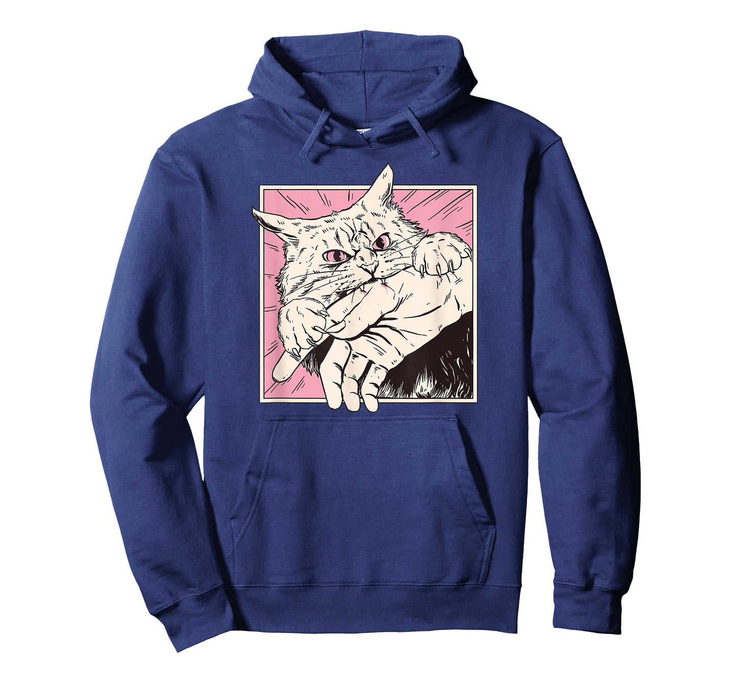 Cat Bite Retro Horror Graphic Japanese Manga Style Funny T-Shirt