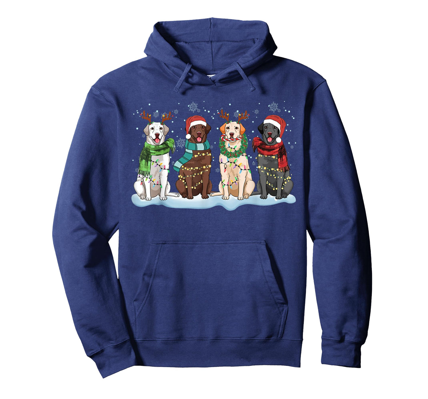Santa Hat Labrador Retriever Reindeer Tree Light Christmas T-Shirt