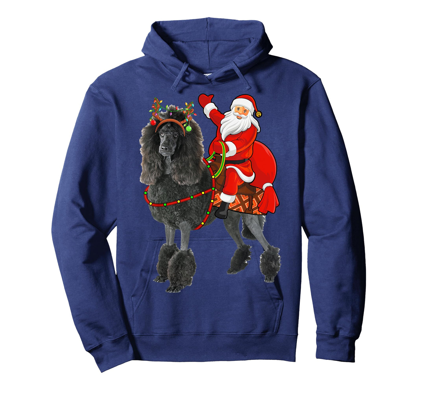 Family Matching Funny Santa Riding Standard Poodle Christmas T-Shirt
