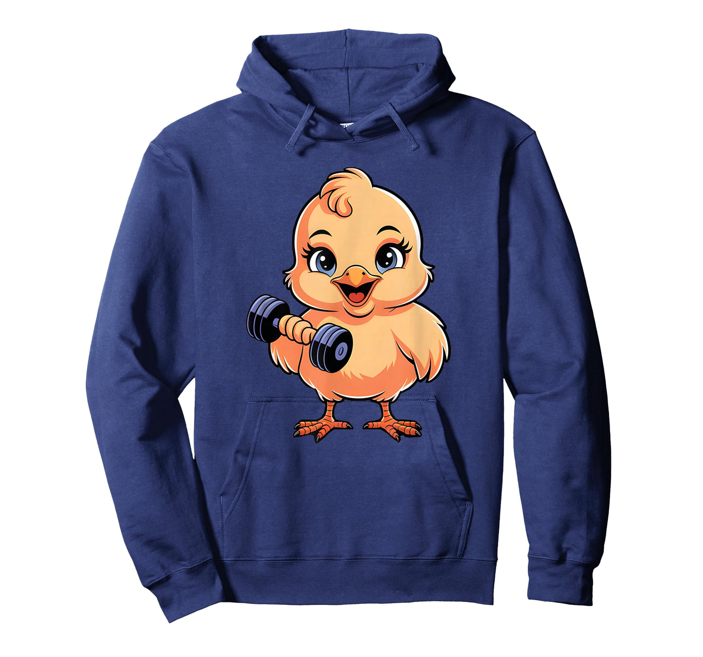 Cute Cartoon Chick Lifting Weights Funny T-Shirt