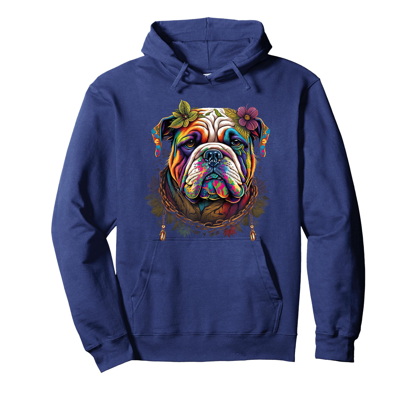 Funny Bulldog Dog Hippie Men Women Girls Kids T-Shirt
