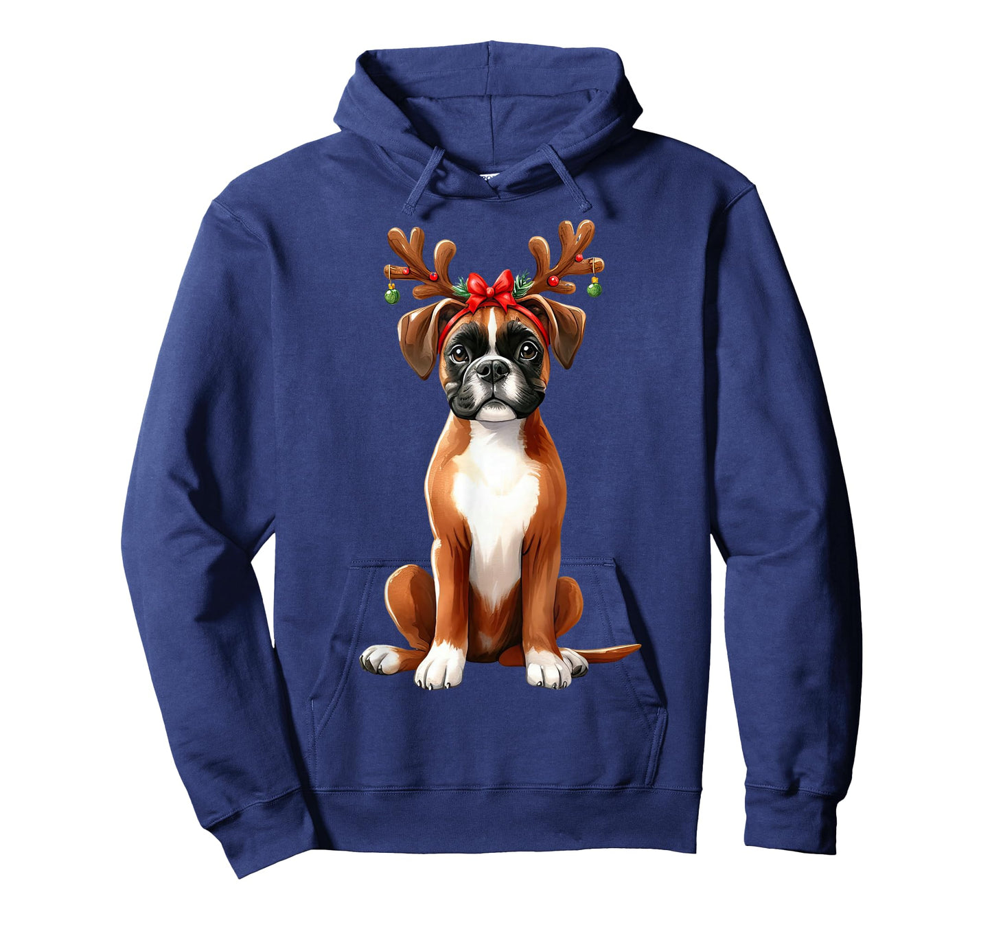Boxer Reindeer Santa Hat Xmas Lights Christmas Xmas Dog Men Women T-Shirt
