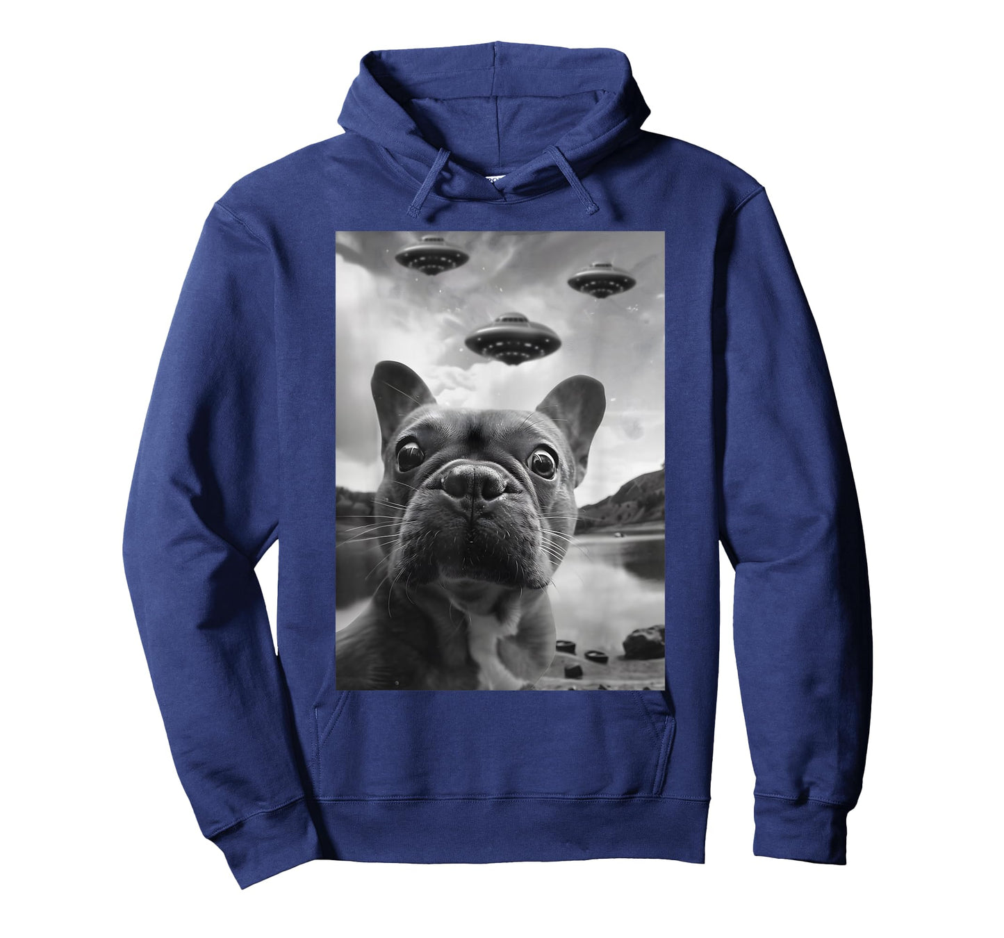 Funny French Bulldog Selfie with UFOs Weird Puppy Dog T-Shirt