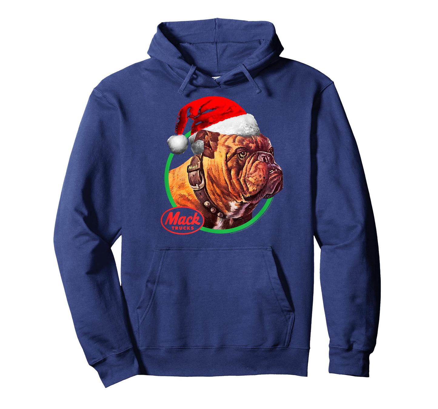 Mack Trucks Christmas Holiday Bulldog Santa Hat Trucker T-Shirt