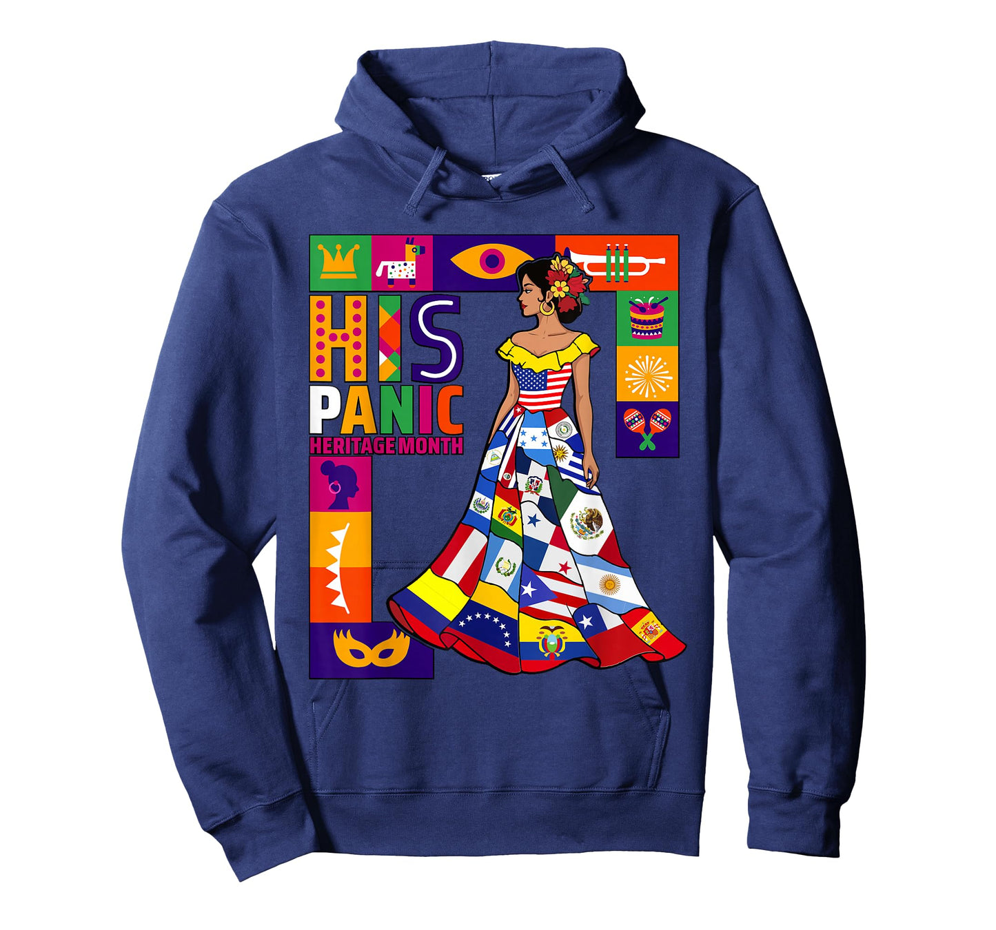 Women Dress Hispanic Heritage Month All Latin Countries Flag T-Shirt