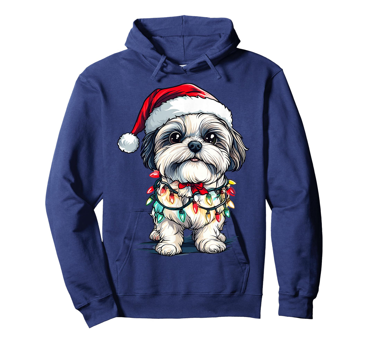Shih Tzu Santa Christmas Tree Lights Xmas Dog Lover Pajama T-Shirt