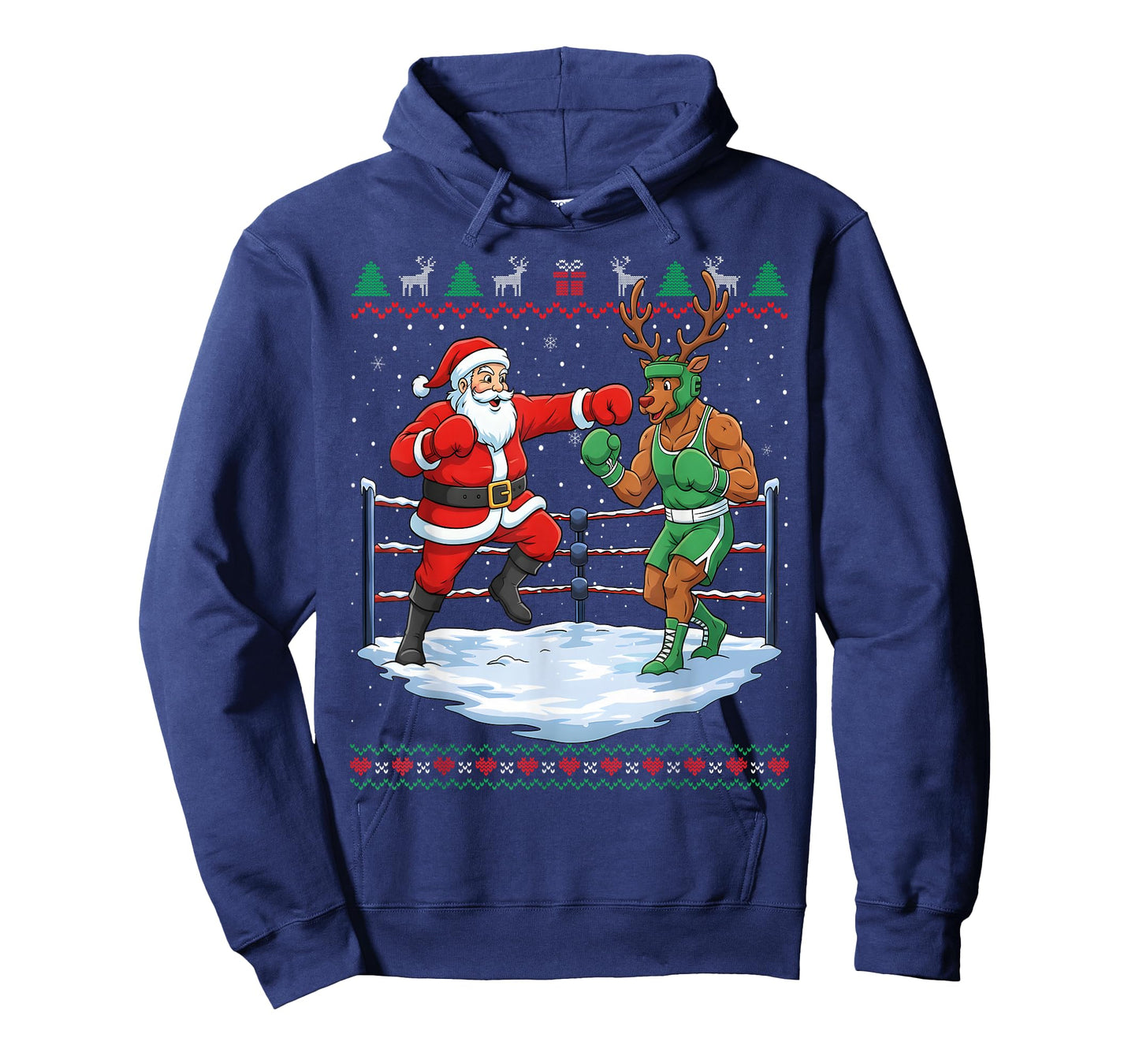 Funny Santa Boxing Christmas Reindeer Ugly Sweater T-Shirt