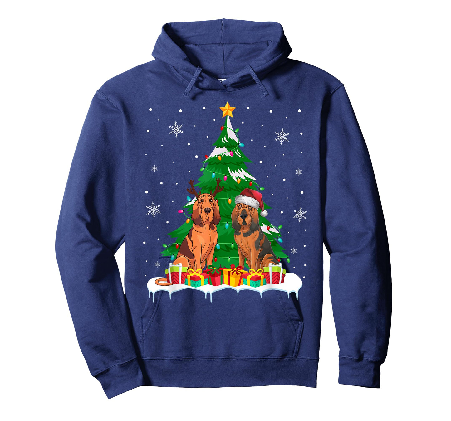 Bloodhound Dog Christmas Tree Lights Santa Reindeer Xmas PJs T-Shirt
