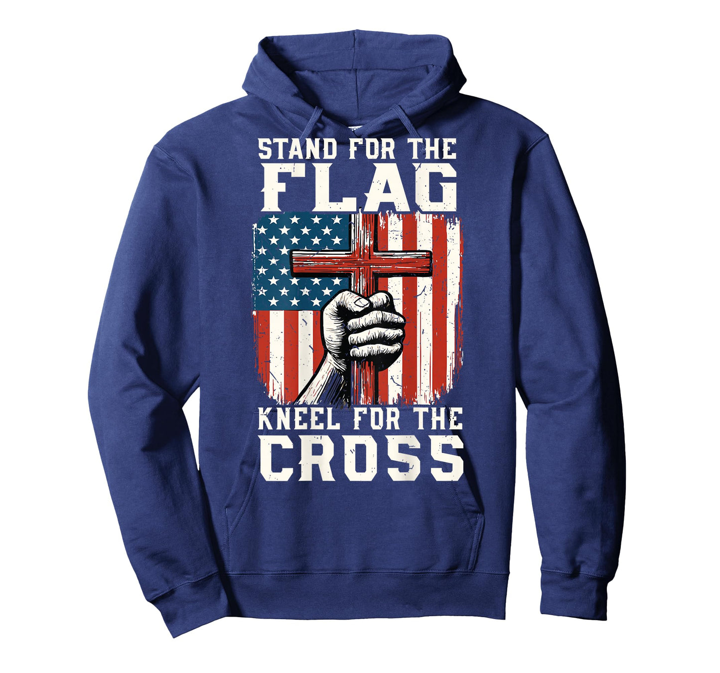 Men Stand for Flag Kneel The Cross Christian Patriotic Faith T-Shirt
