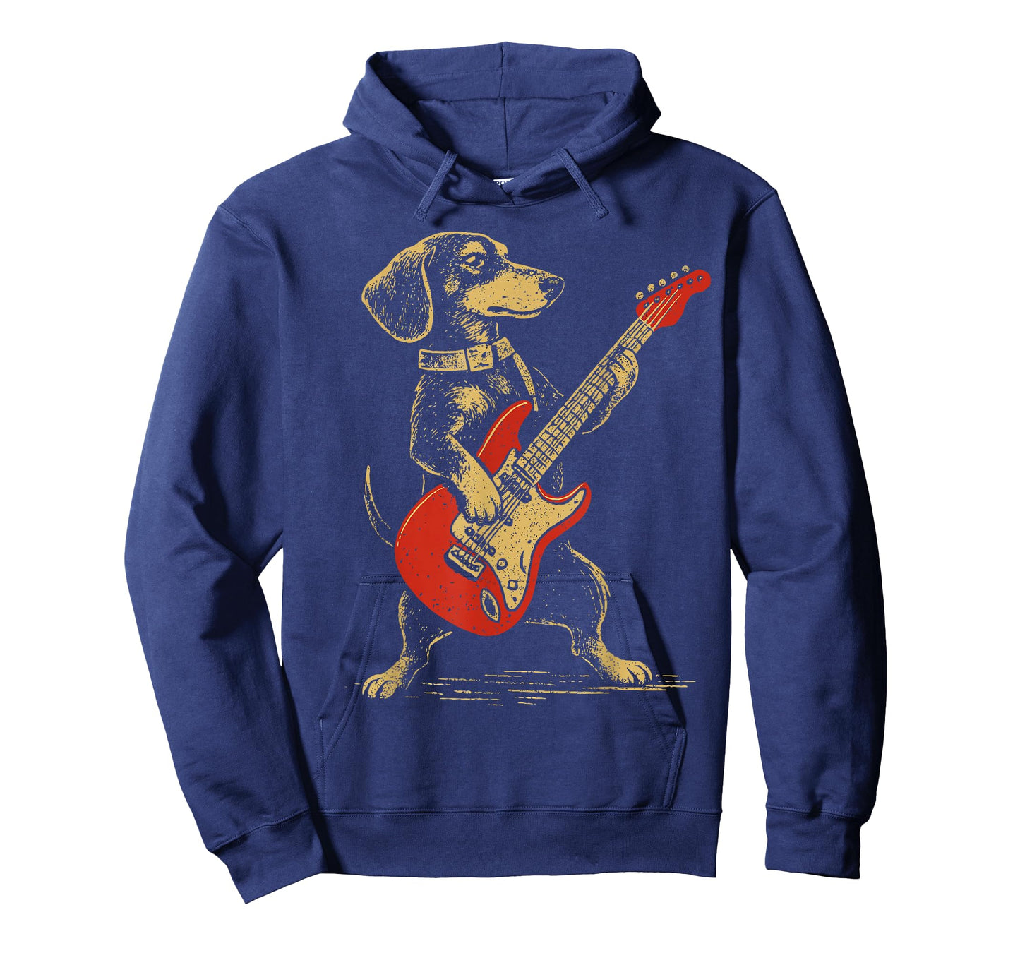 Vintage Dachshund Playing Guitar Funny Rock Music Dog Design T-Shirt