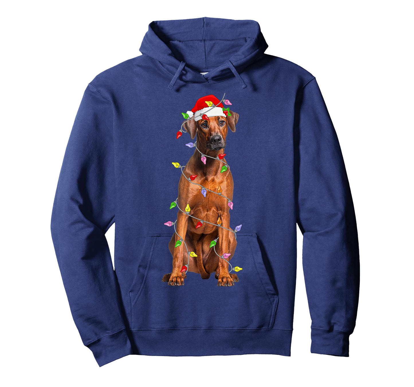 Rhodesian Ridgeback Christmas Santa Hat Lights Pet Dog Xmas T-Shirt